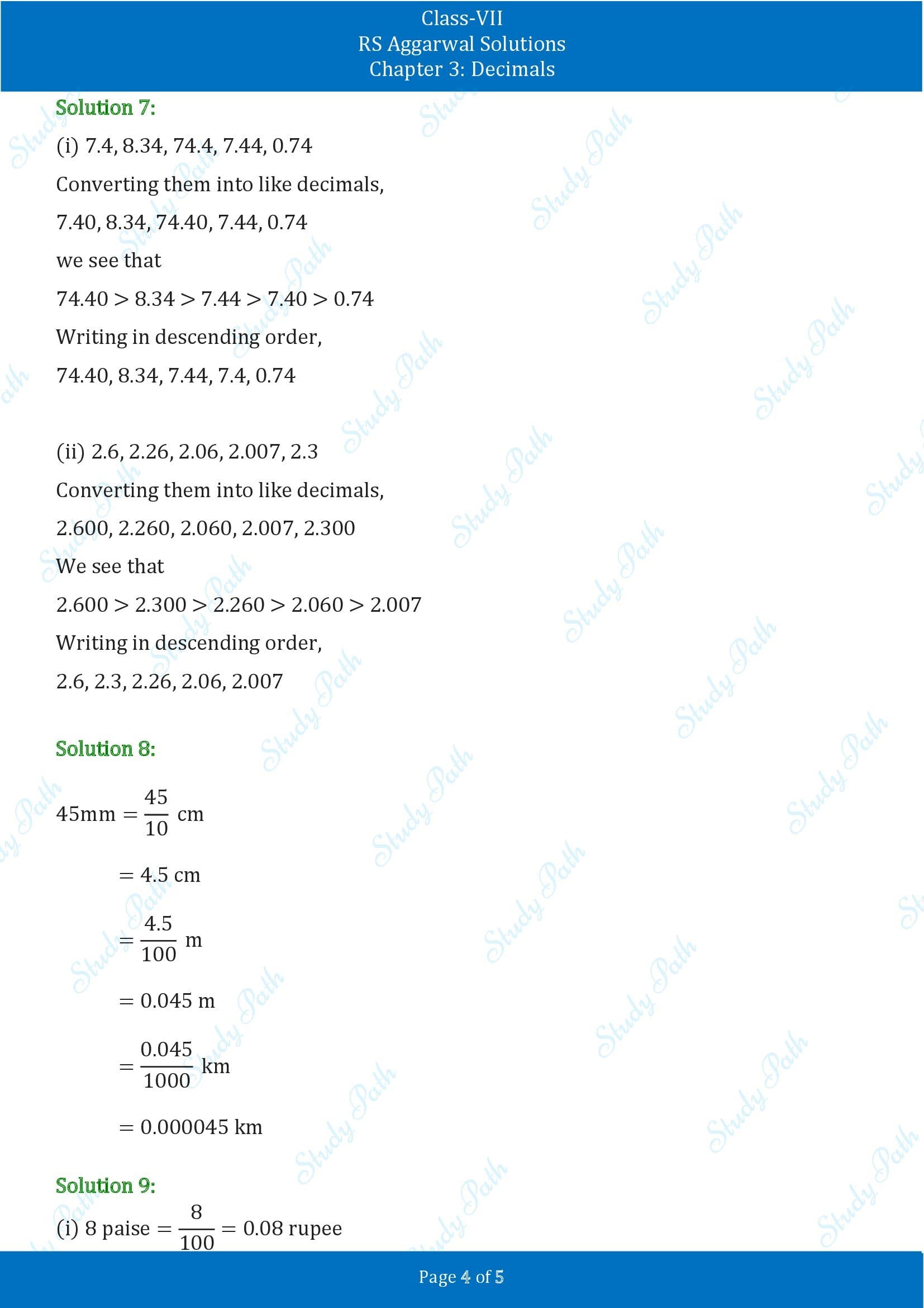 RS Aggarwal Solutions Class 7 Chapter 3 Decimals Exercise 3A 00004