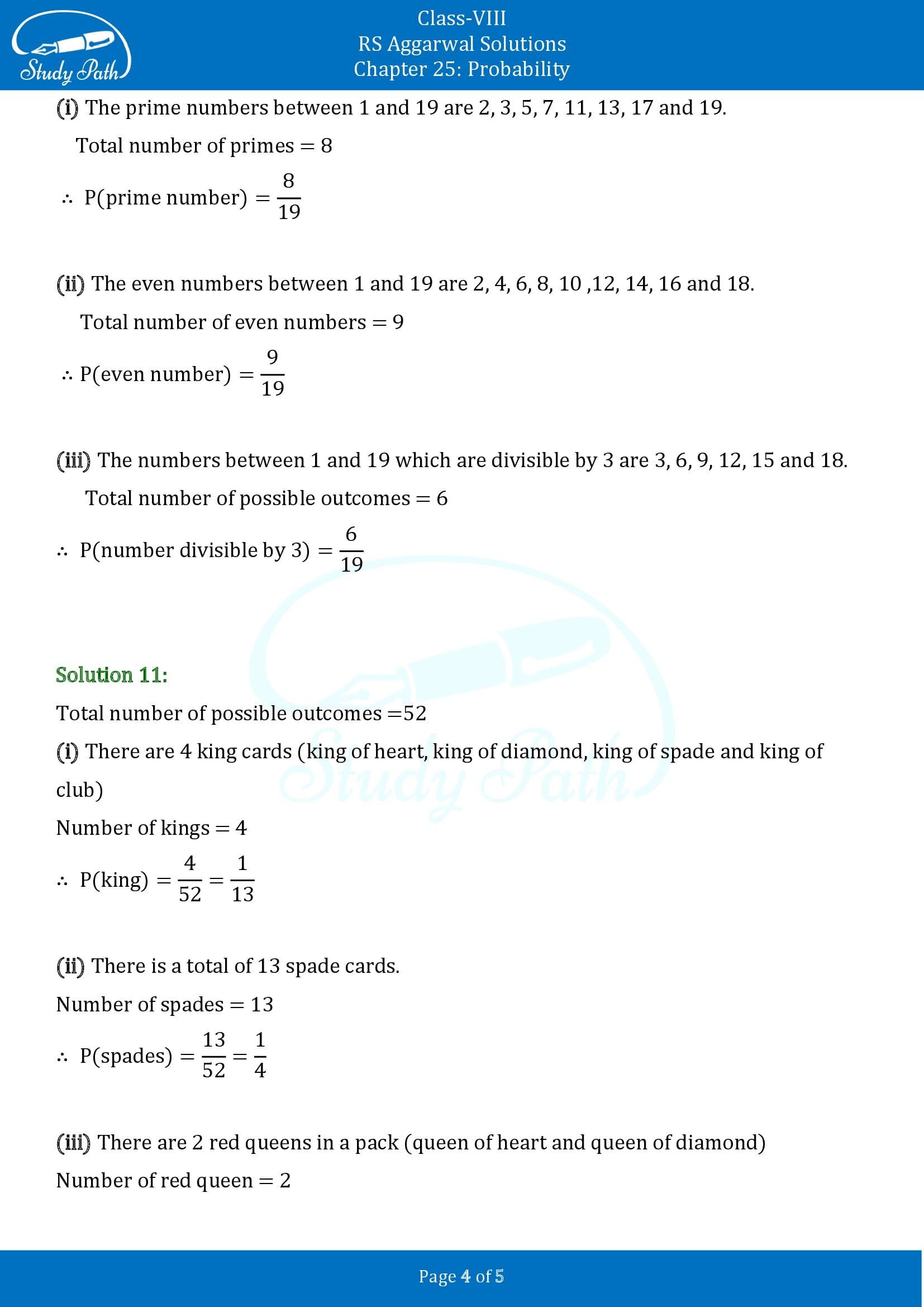 RS Aggarwal Solutions Class 8 Chapter 25 Probability Exercise 25A 00004