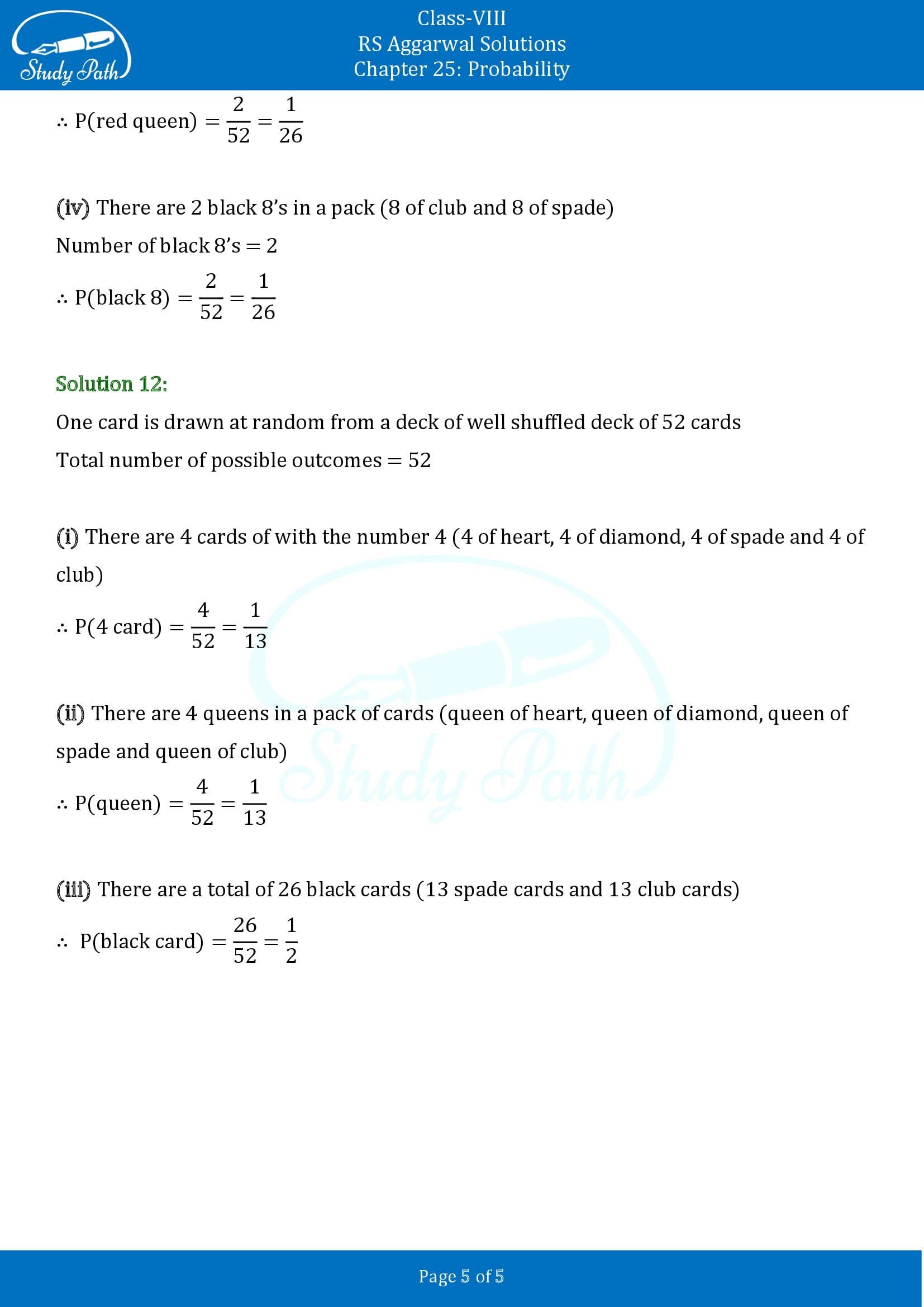 RS Aggarwal Solutions Class 8 Chapter 25 Probability Exercise 25A 00005