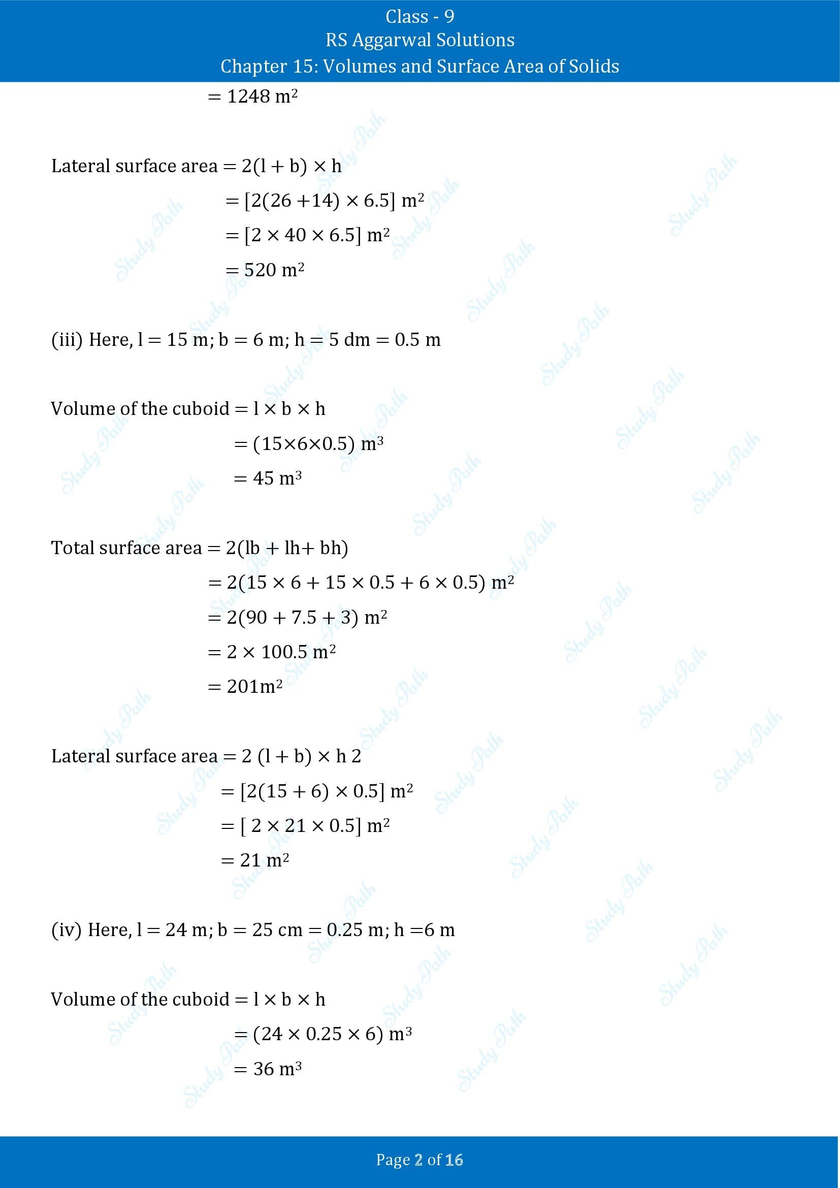 RS Aggarwal Solutions Class 9 Chapter 15 Volumes and Surface Area of Solids Exercise 15A 00002