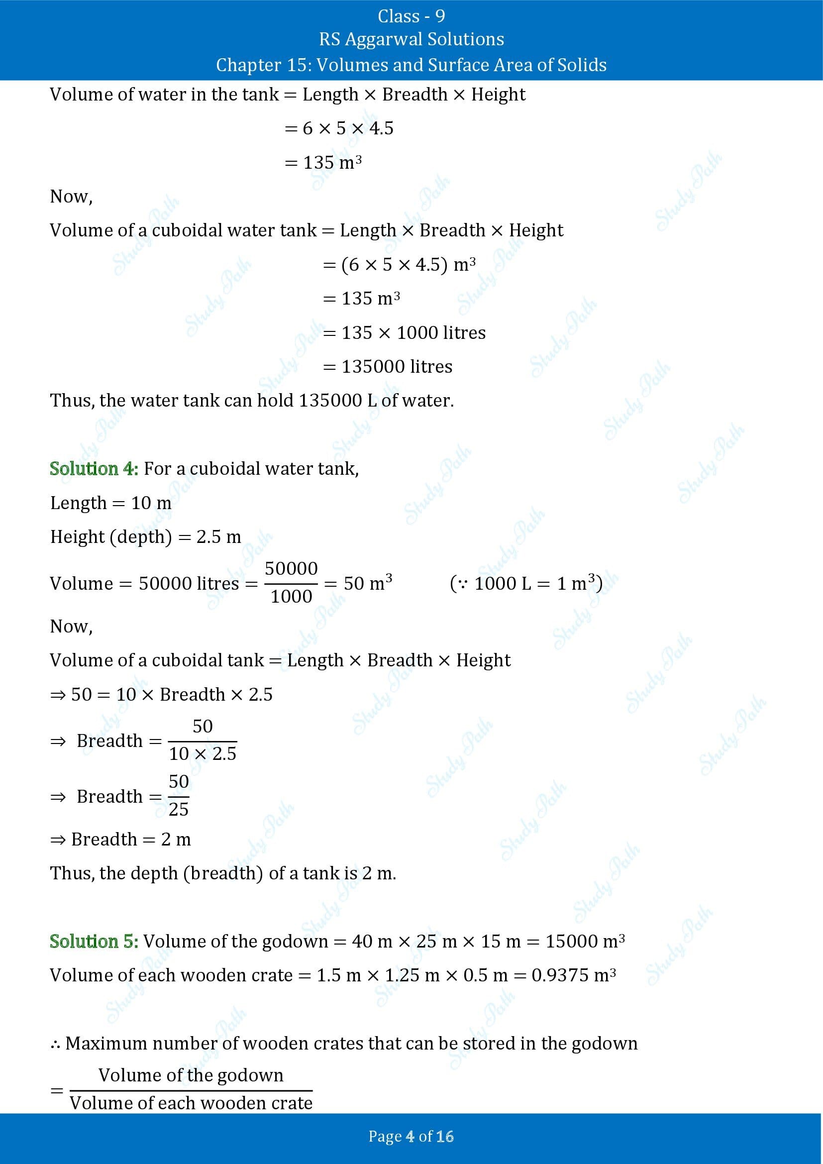 RS Aggarwal Solutions Class 9 Chapter 15 Volumes and Surface Area of Solids Exercise 15A 00004