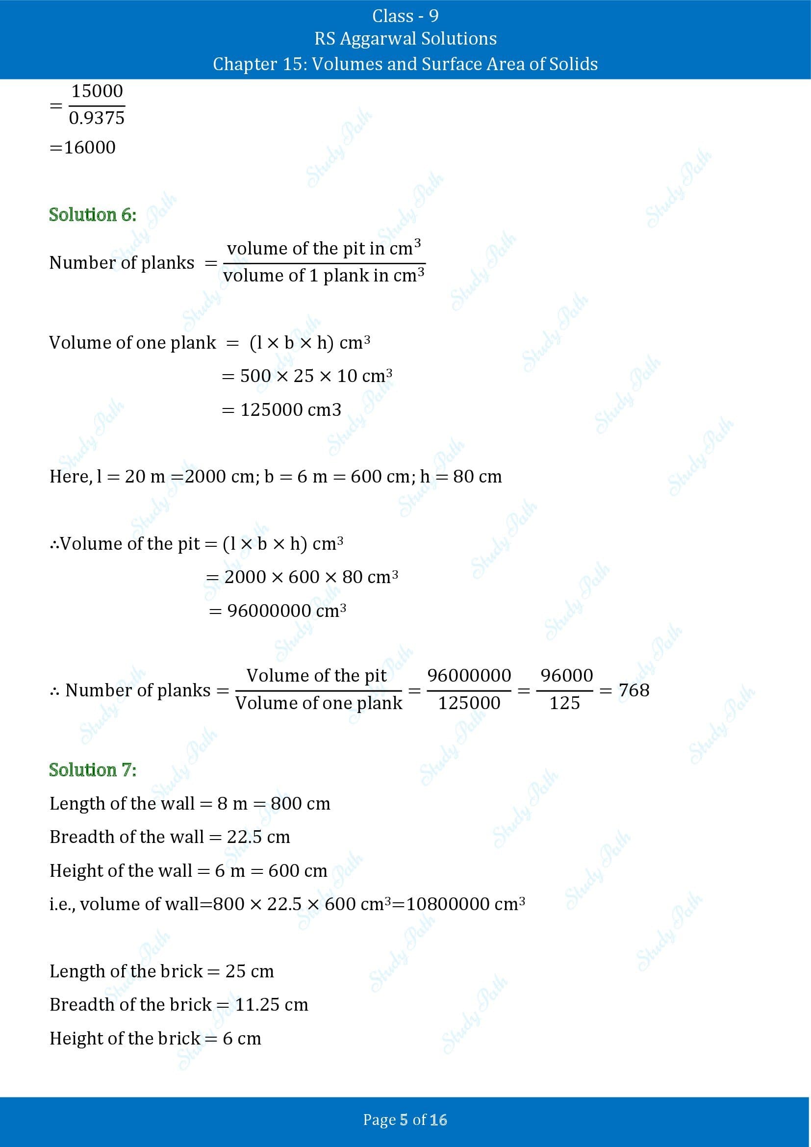 RS Aggarwal Solutions Class 9 Chapter 15 Volumes and Surface Area of Solids Exercise 15A 00005