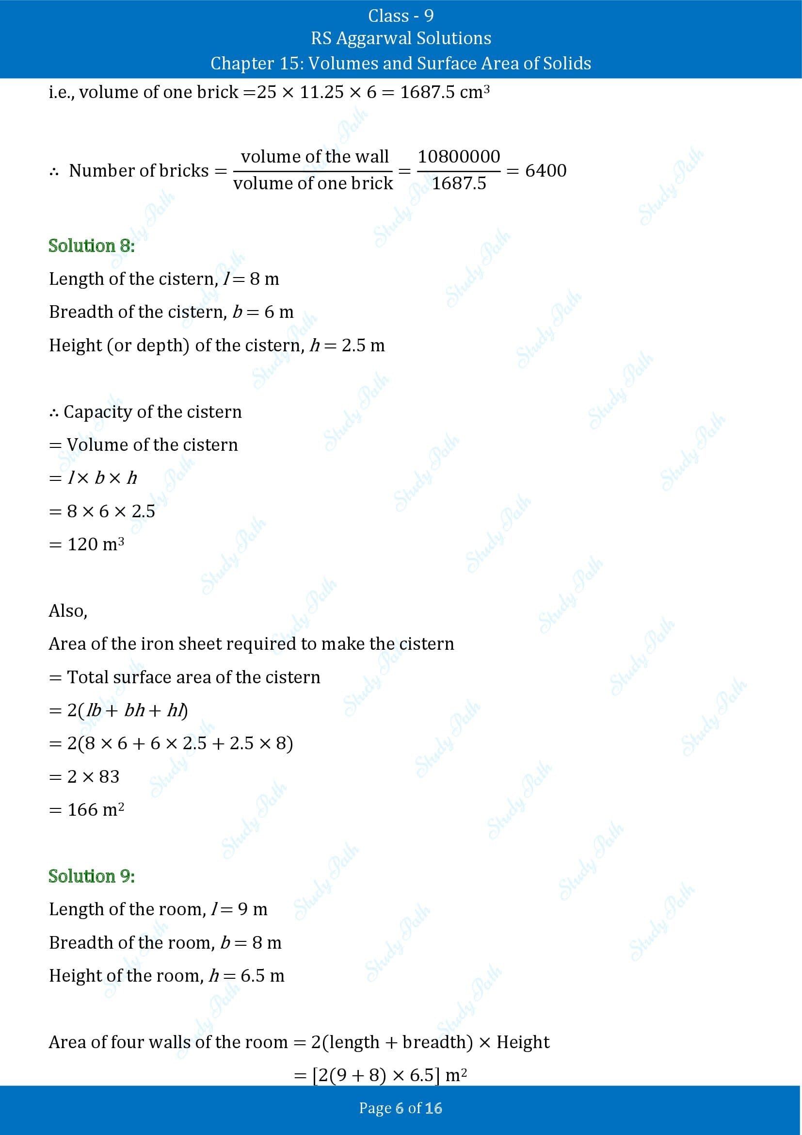 RS Aggarwal Solutions Class 9 Chapter 15 Volumes and Surface Area of Solids Exercise 15A 00006