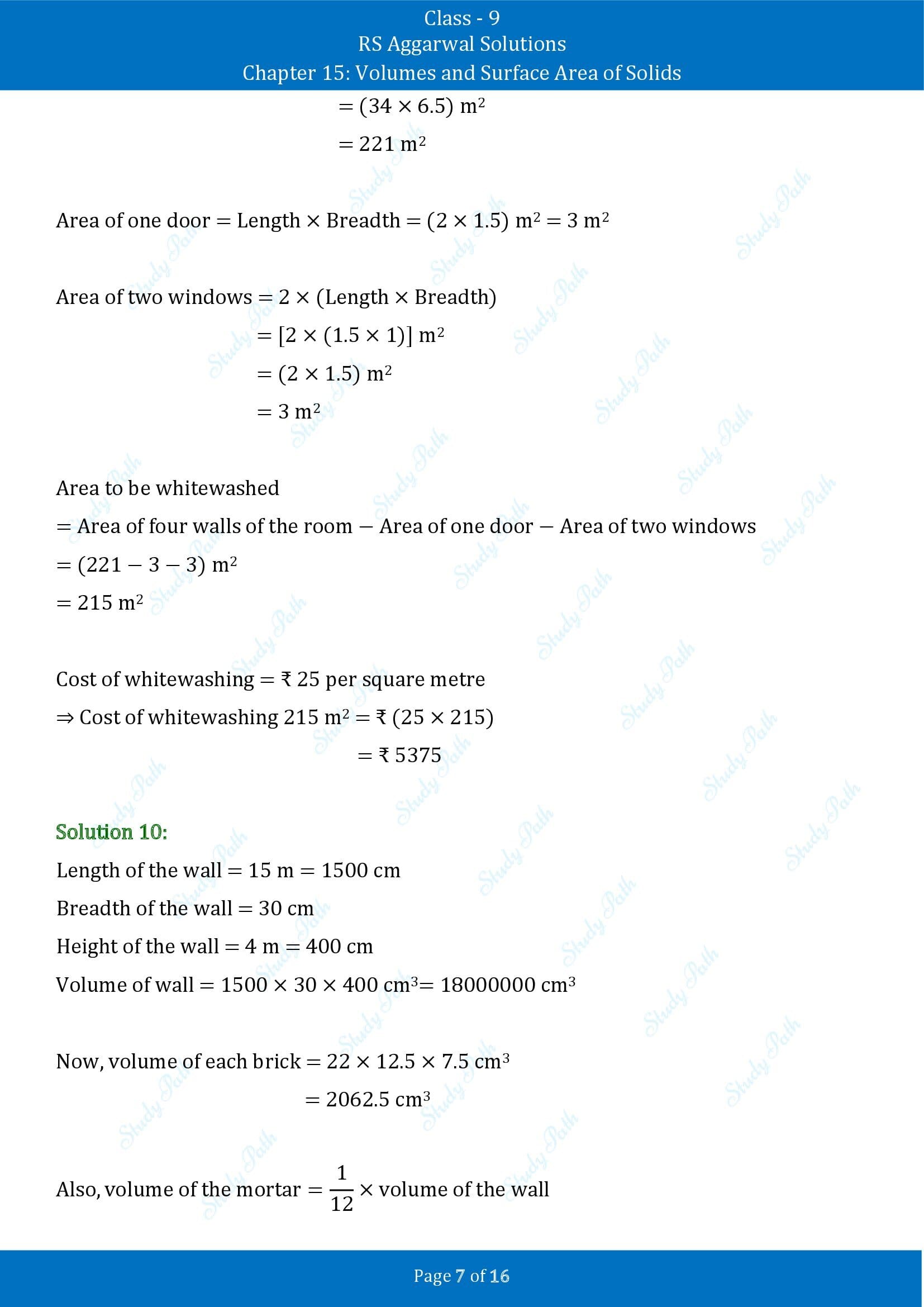 RS Aggarwal Solutions Class 9 Chapter 15 Volumes and Surface Area of Solids Exercise 15A 00007