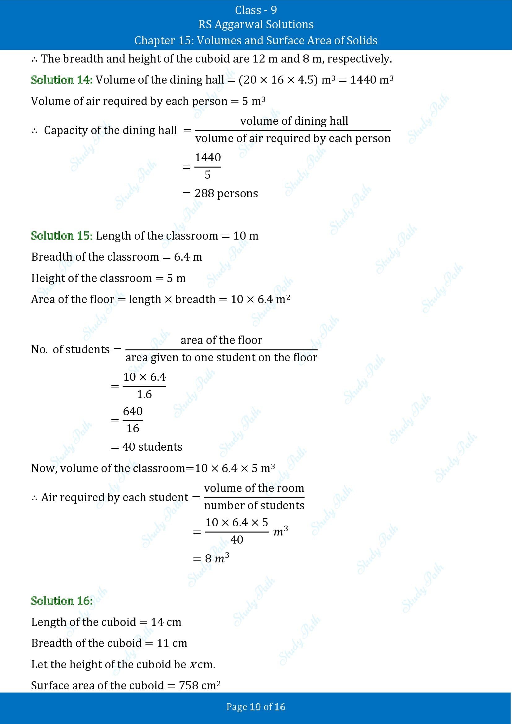 RS Aggarwal Solutions Class 9 Chapter 15 Volumes and Surface Area of Solids Exercise 15A 00010