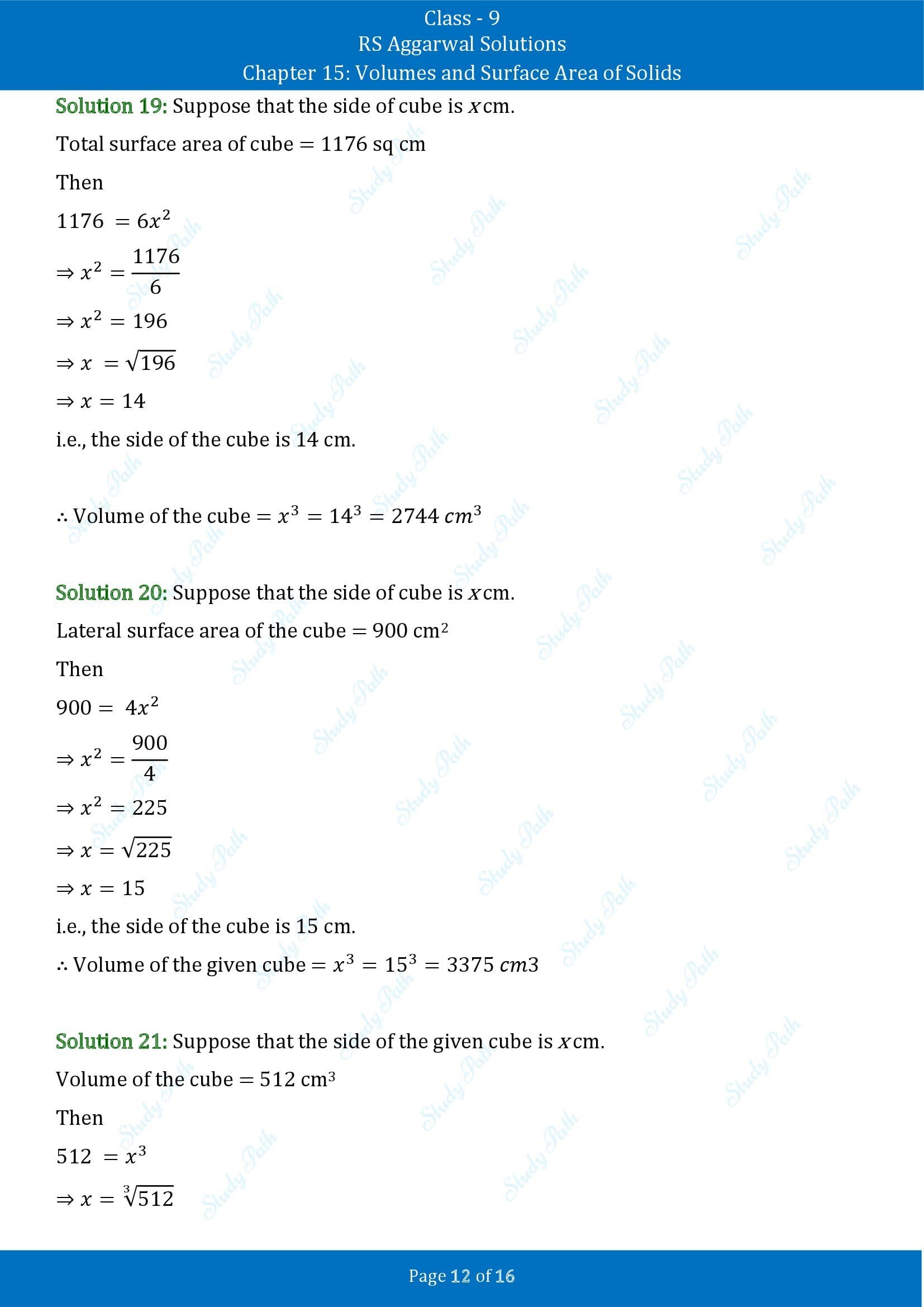 RS Aggarwal Solutions Class 9 Chapter 15 Volumes and Surface Area of Solids Exercise 15A 00012