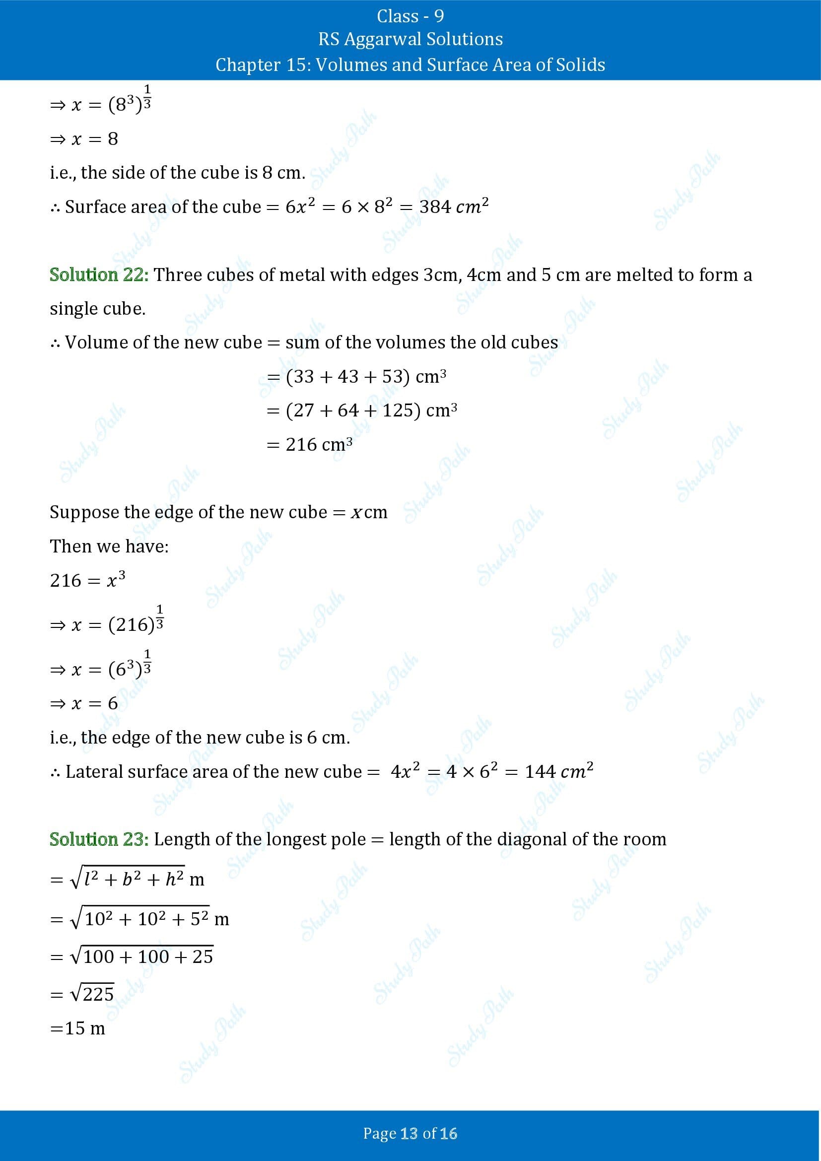 RS Aggarwal Solutions Class 9 Chapter 15 Volumes and Surface Area of Solids Exercise 15A 00013