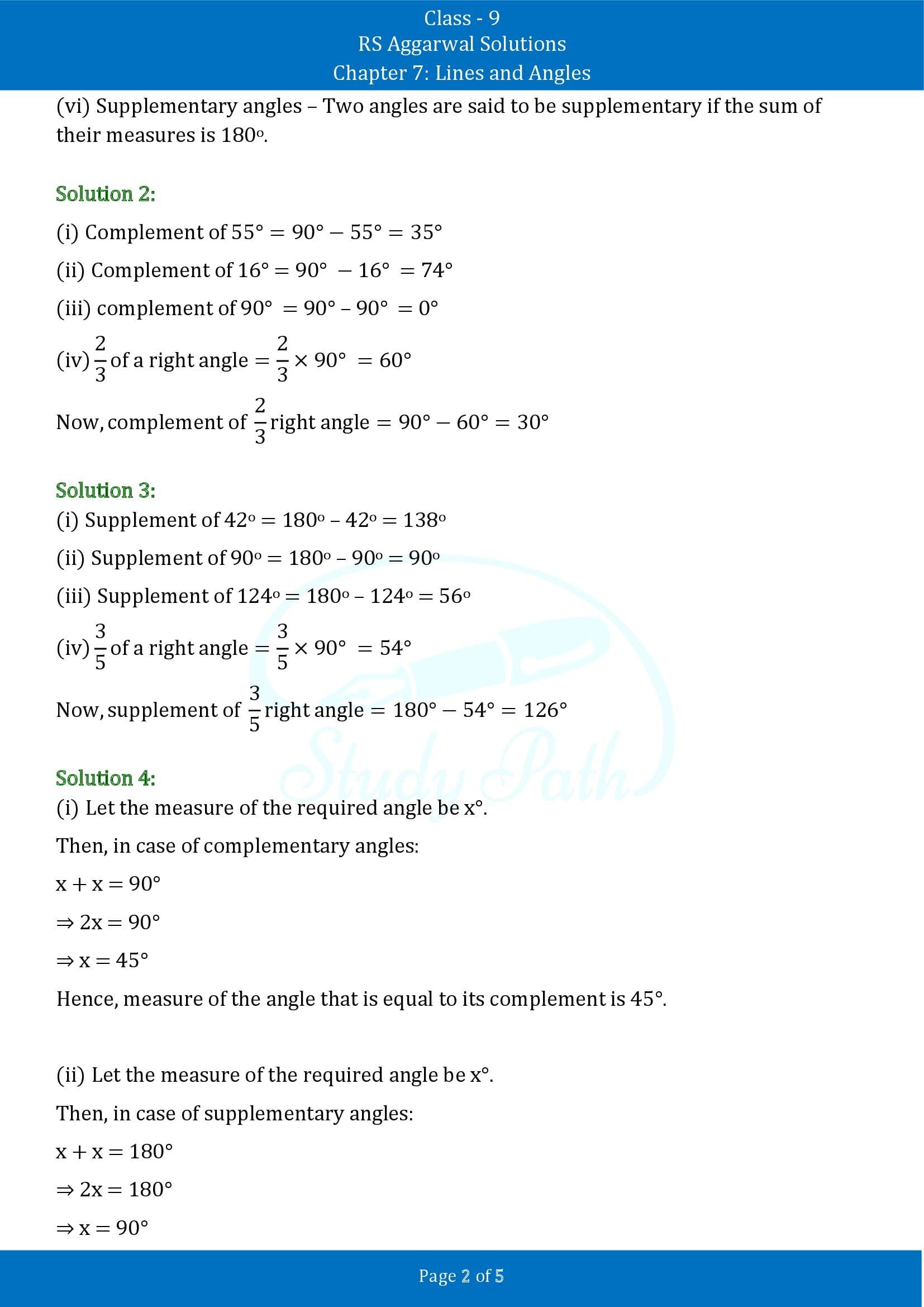 RS Aggarwal Solutions Class 9 Chapter 7 Lines and Angles Exercise 7A 00002