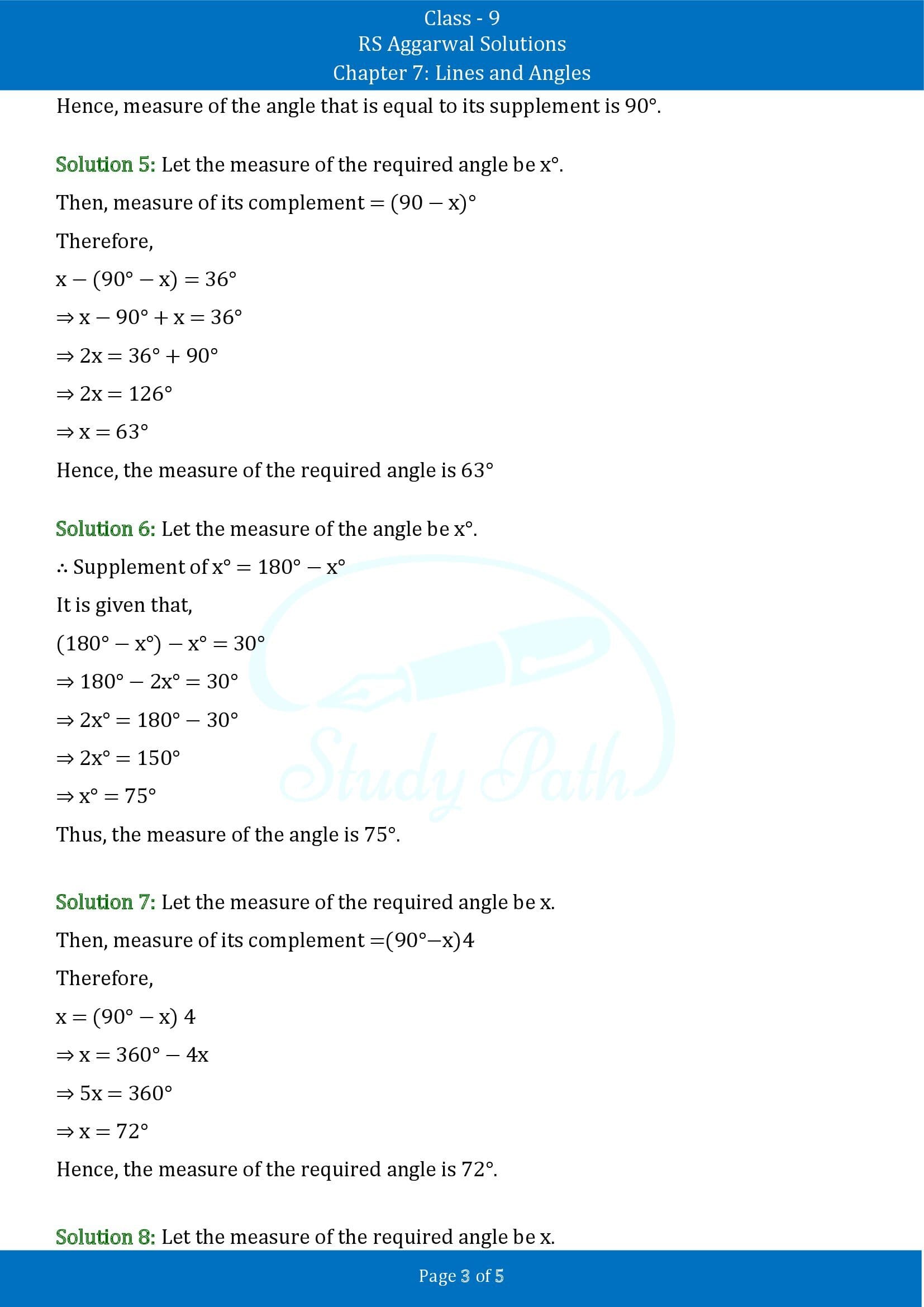 RS Aggarwal Solutions Class 9 Chapter 7 Lines and Angles Exercise 7A 00003