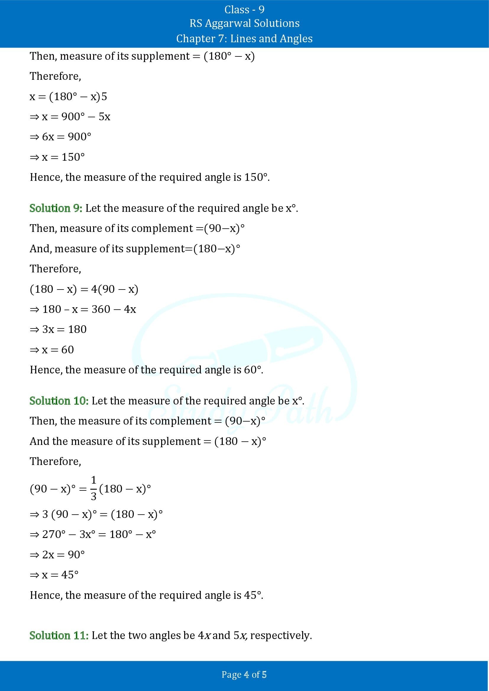 RS Aggarwal Solutions Class 9 Chapter 7 Lines and Angles Exercise 7A 00004