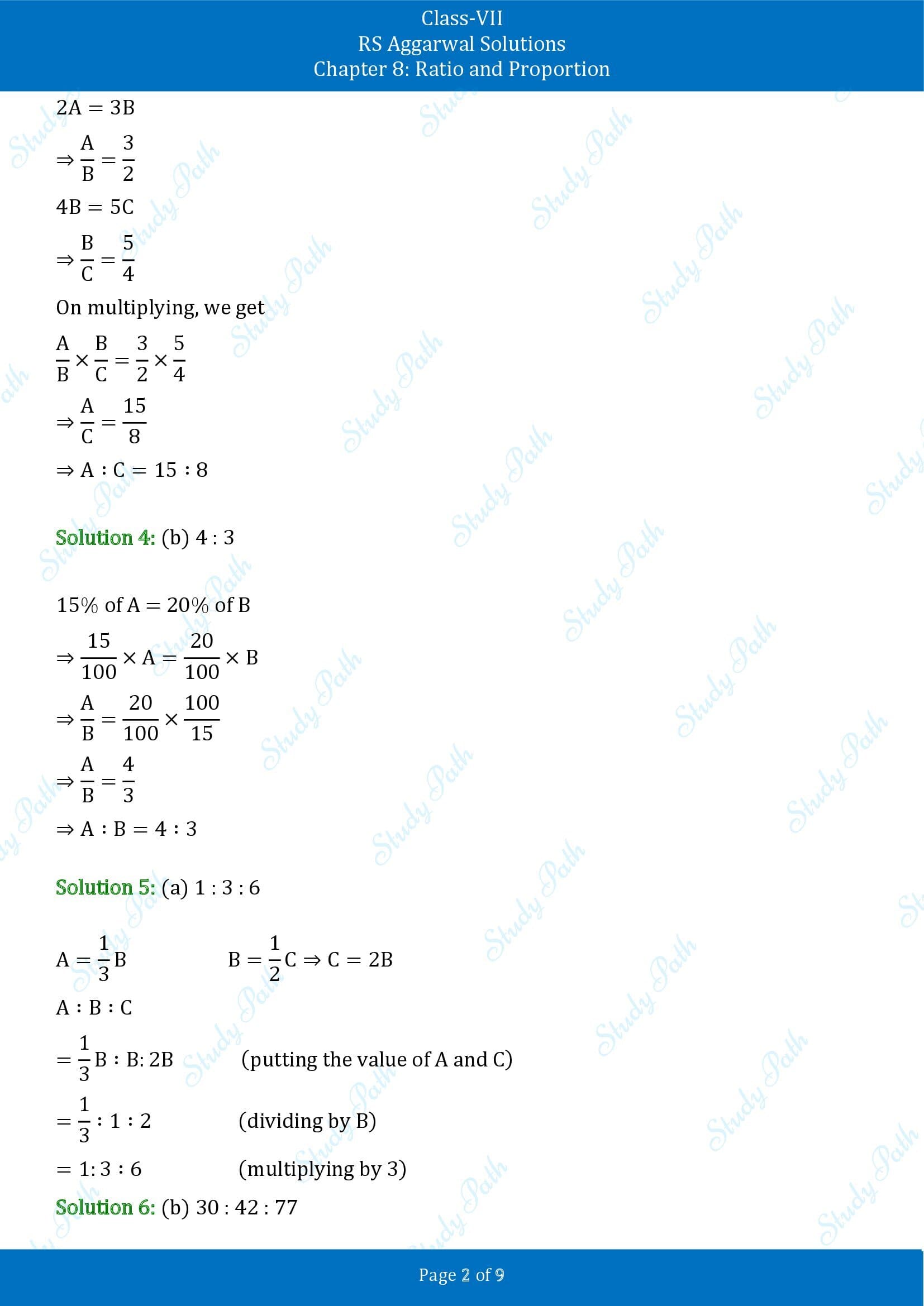 RS Aggarwal Solutions Class 7 Chapter 8 Ratio and Proportion Exercise 8CMCQ 00002