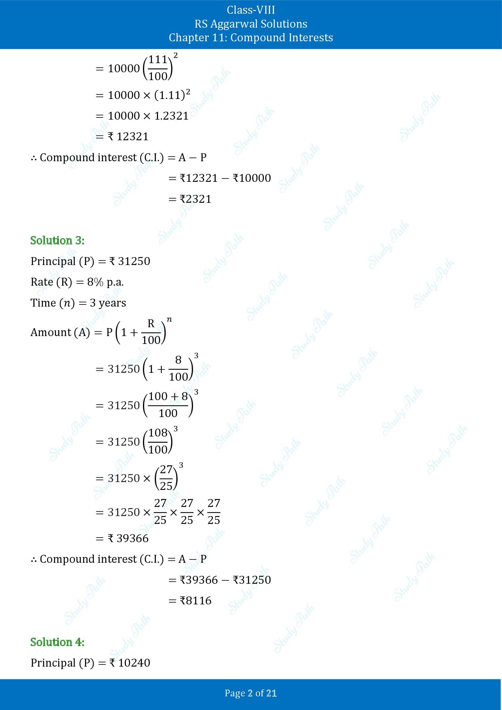 RS Aggarwal Solutions Class 8 Chapter 11 Compound Interests Exercise 11B 00002