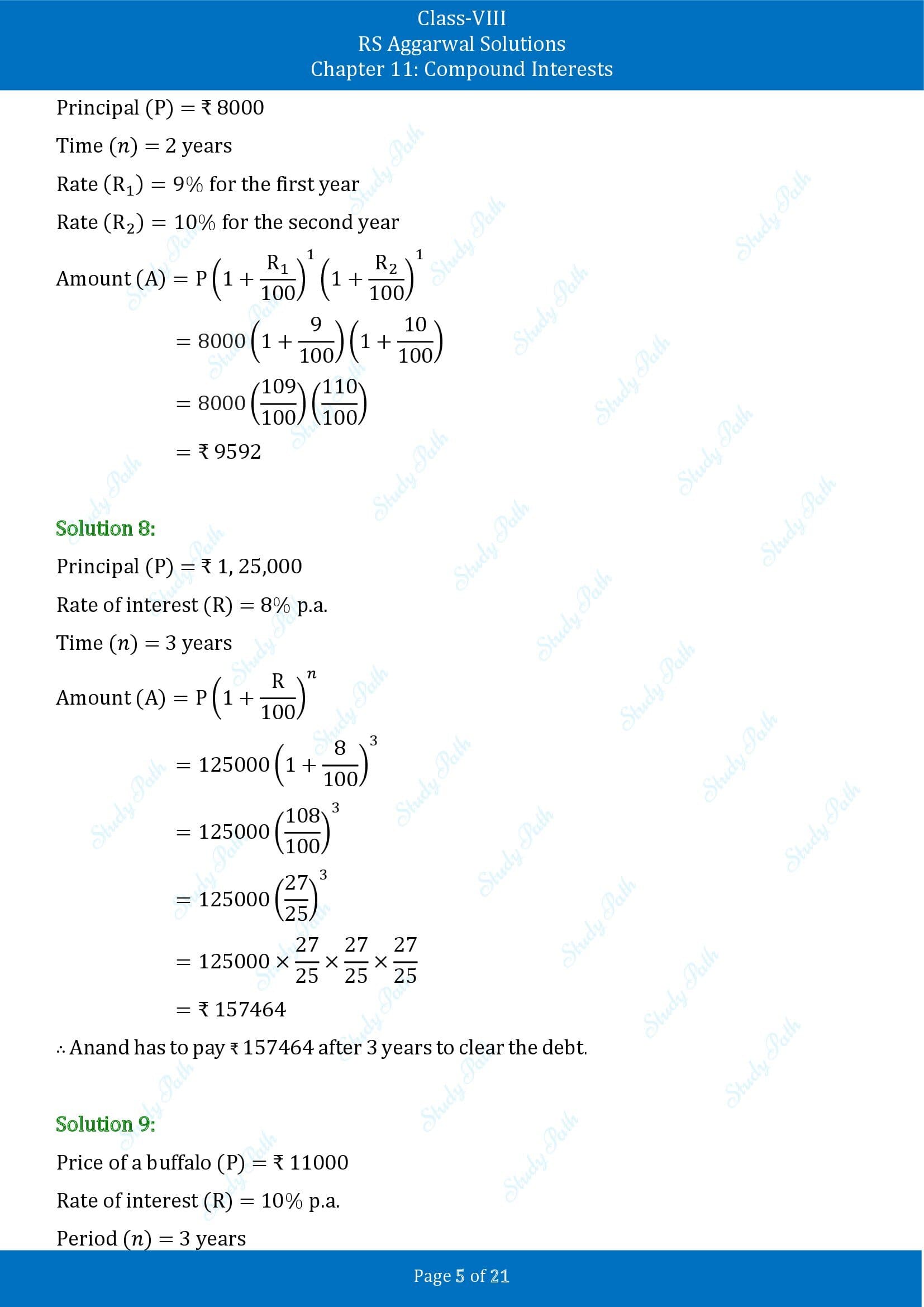 RS Aggarwal Solutions Class 8 Chapter 11 Compound Interests Exercise 11B 00005
