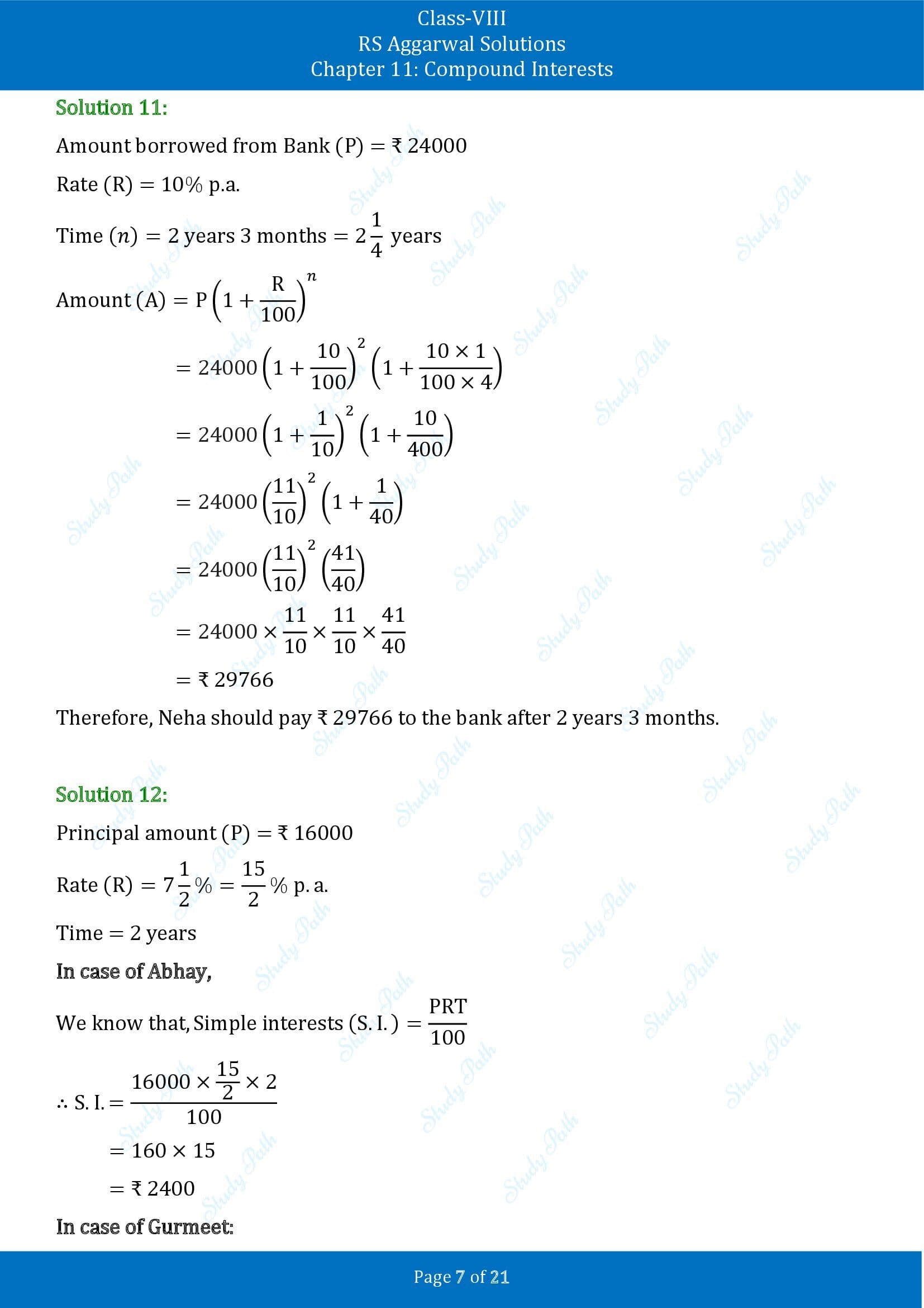 RS Aggarwal Solutions Class 8 Chapter 11 Compound Interests Exercise 11B 00007