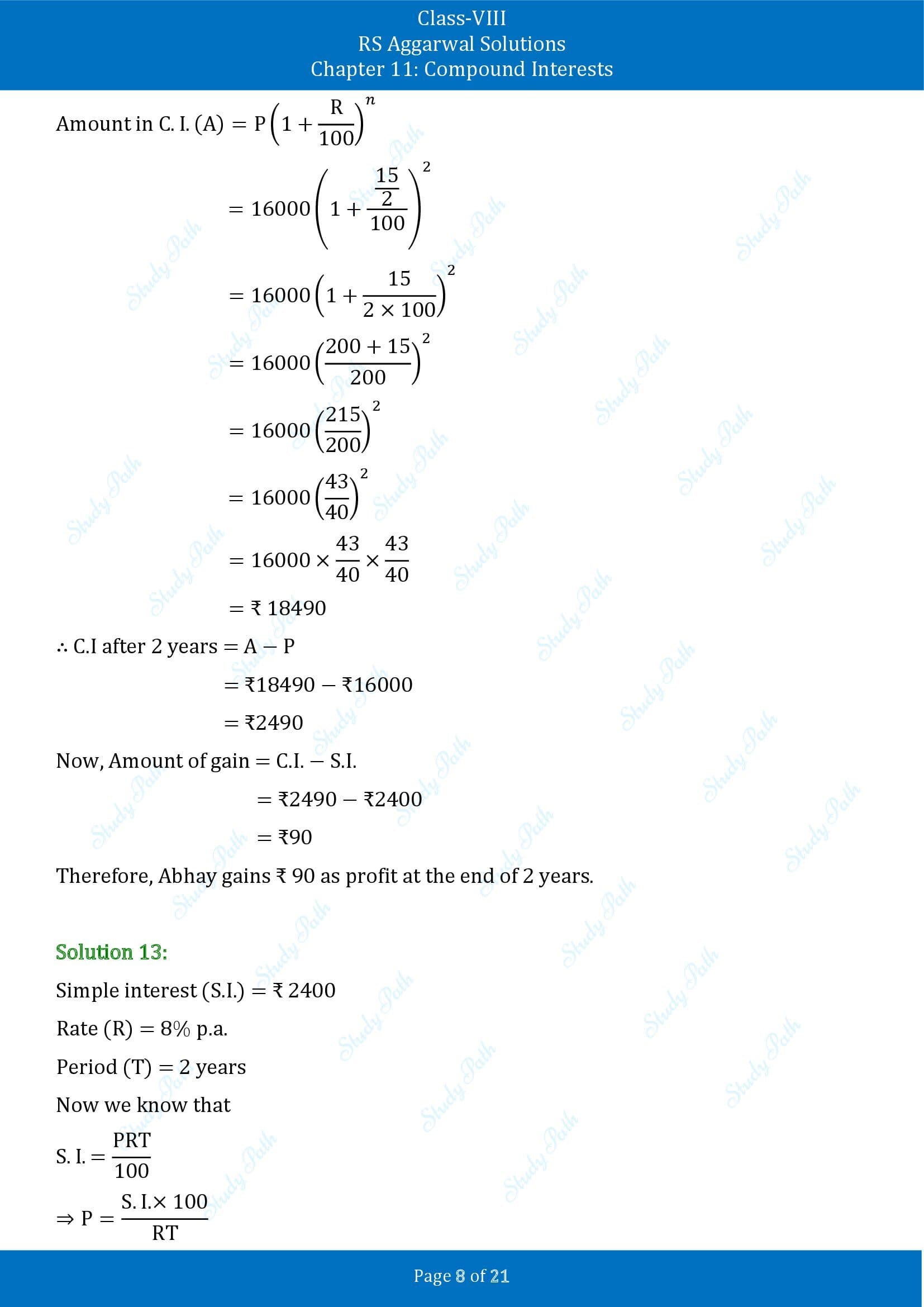 RS Aggarwal Solutions Class 8 Chapter 11 Compound Interests Exercise 11B 00008
