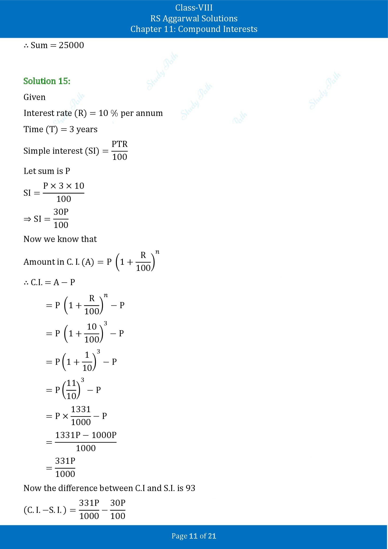 RS Aggarwal Solutions Class 8 Chapter 11 Compound Interests Exercise 11B 00011