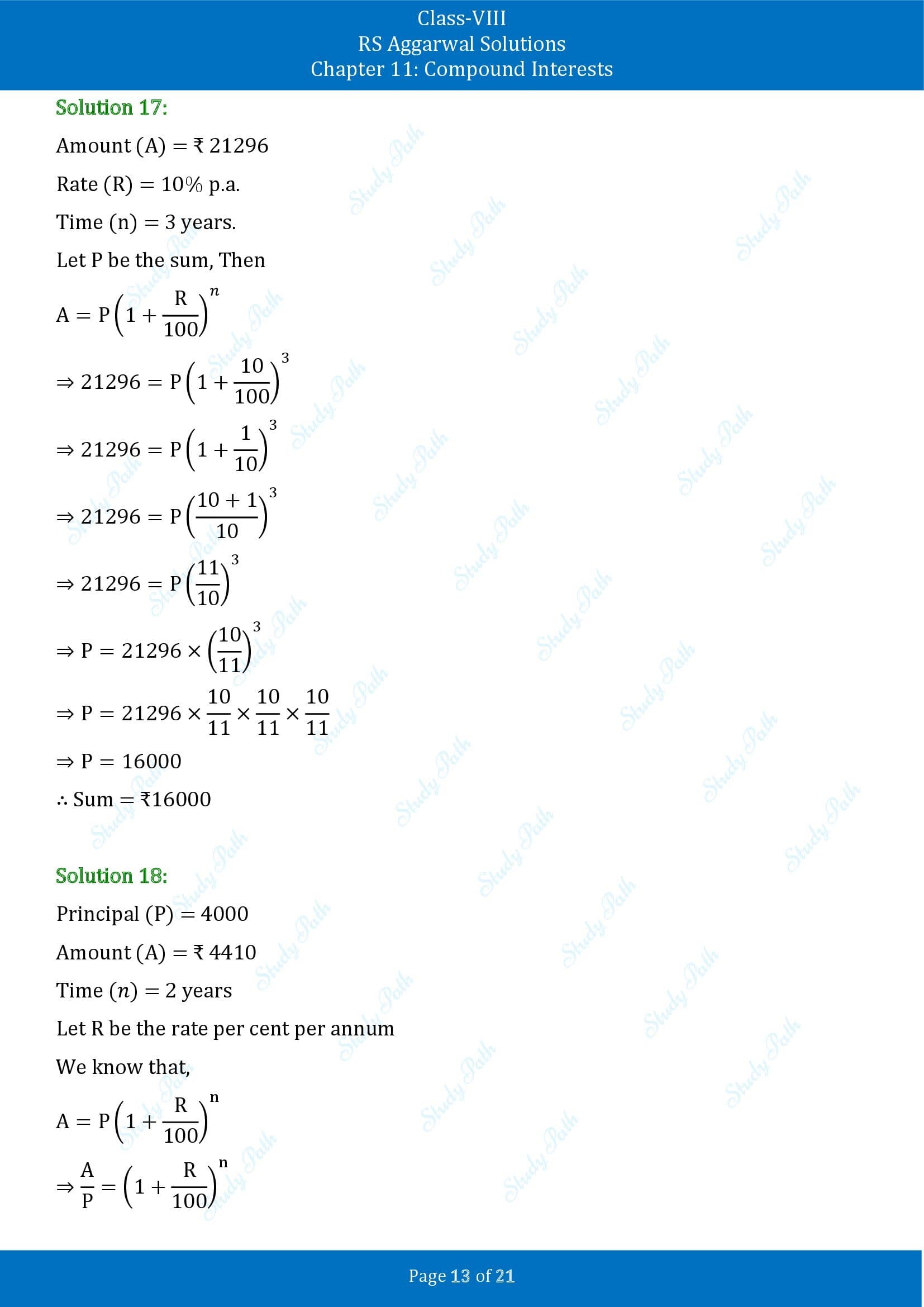RS Aggarwal Solutions Class 8 Chapter 11 Compound Interests Exercise 11B 00013