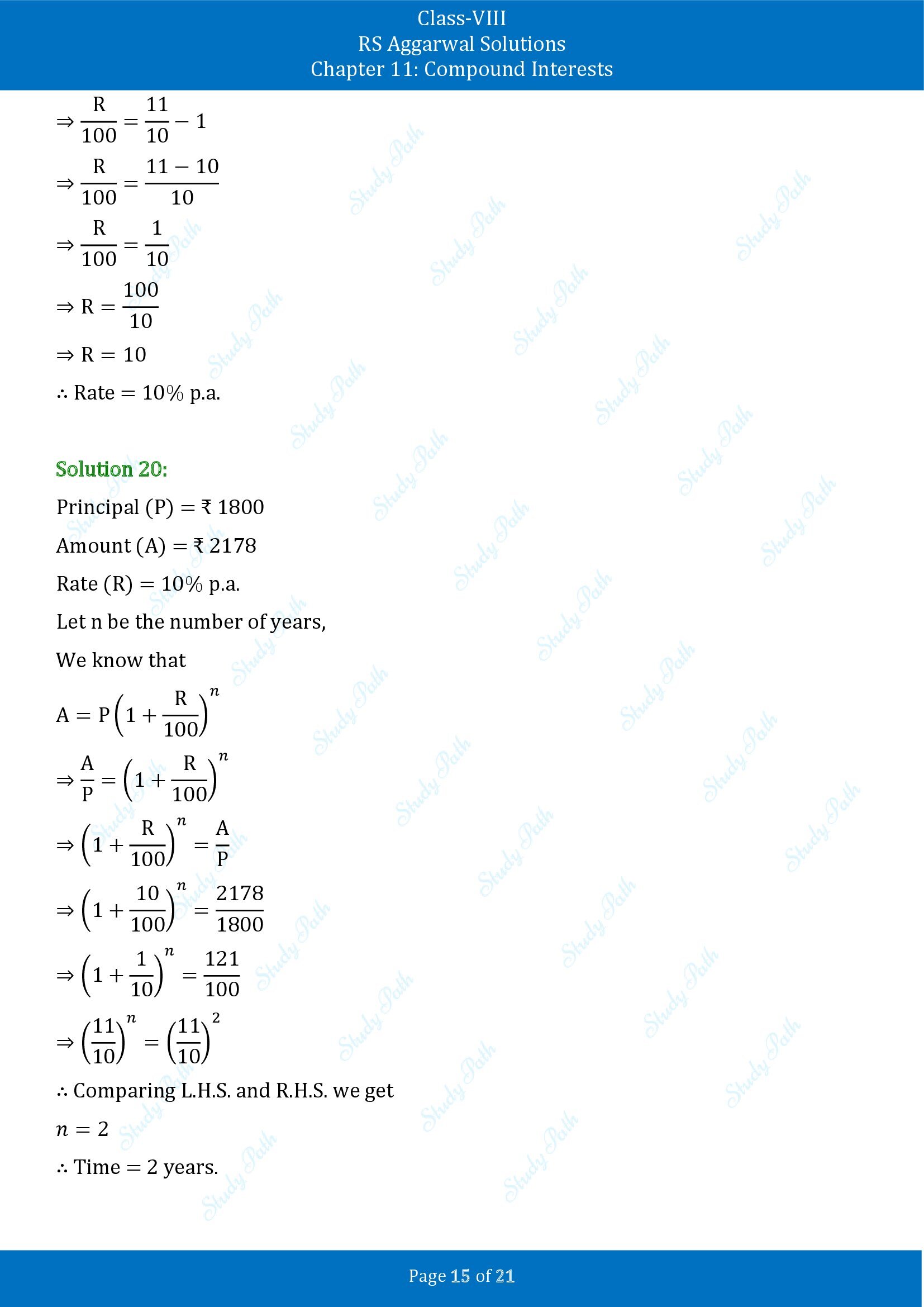 RS Aggarwal Solutions Class 8 Chapter 11 Compound Interests Exercise 11B 00015