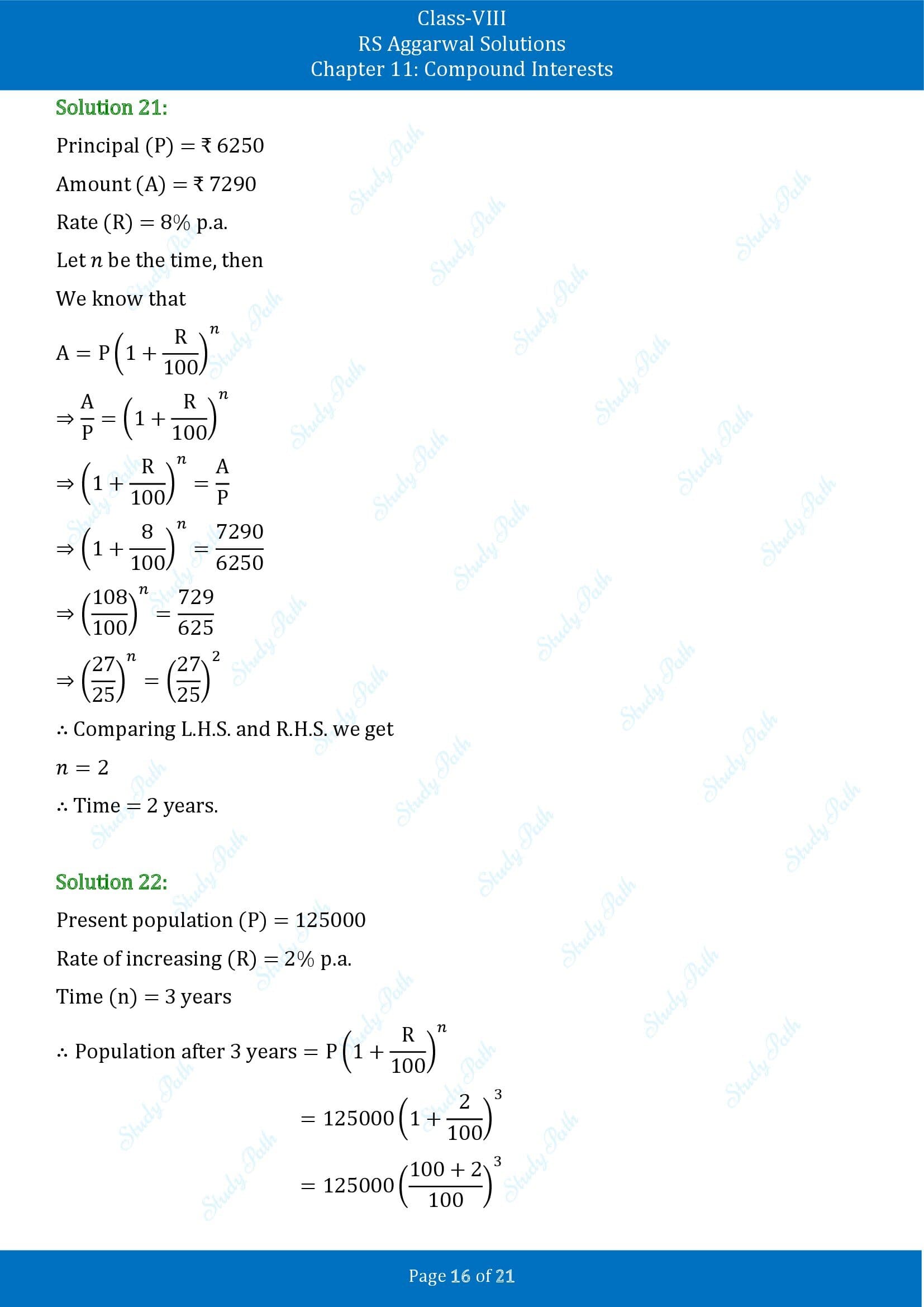 RS Aggarwal Solutions Class 8 Chapter 11 Compound Interests Exercise 11B 00016