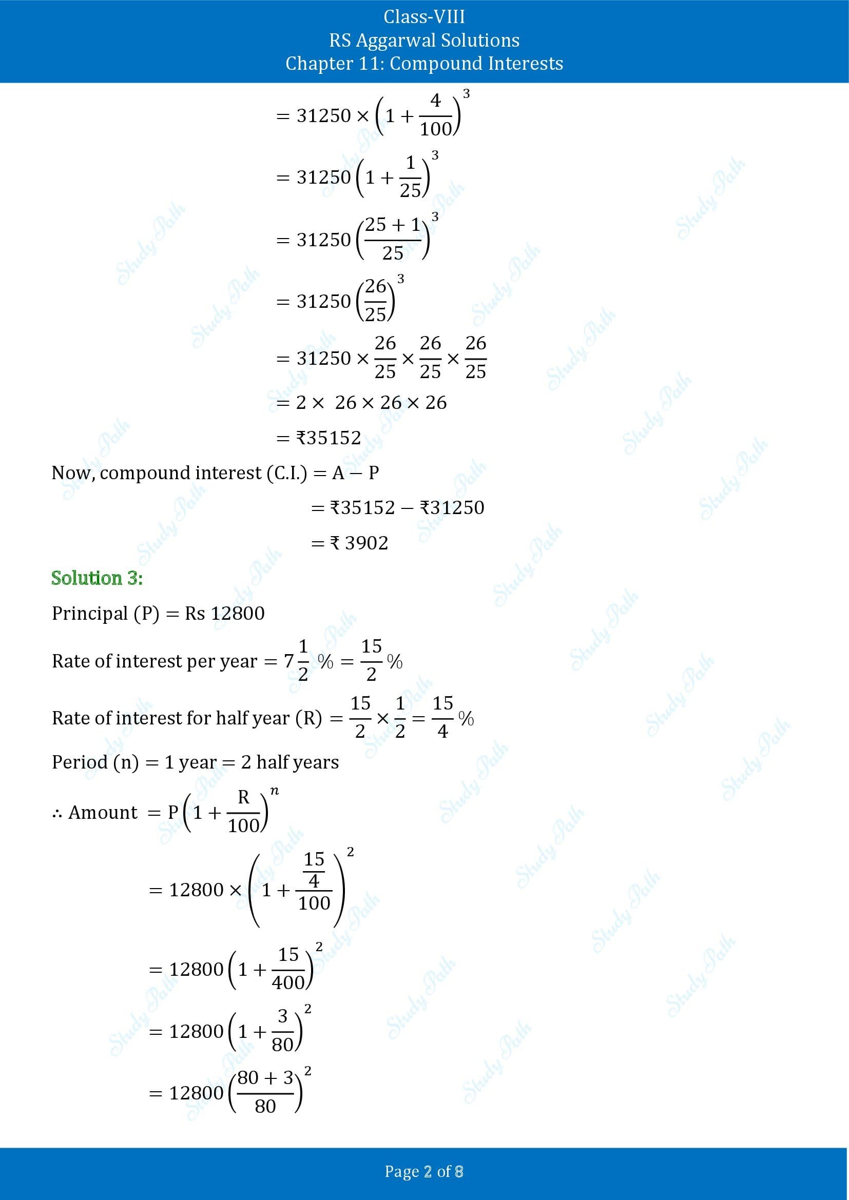 RS Aggarwal Solutions Class 8 Chapter 11 Compound Interests Exercise 11C 002