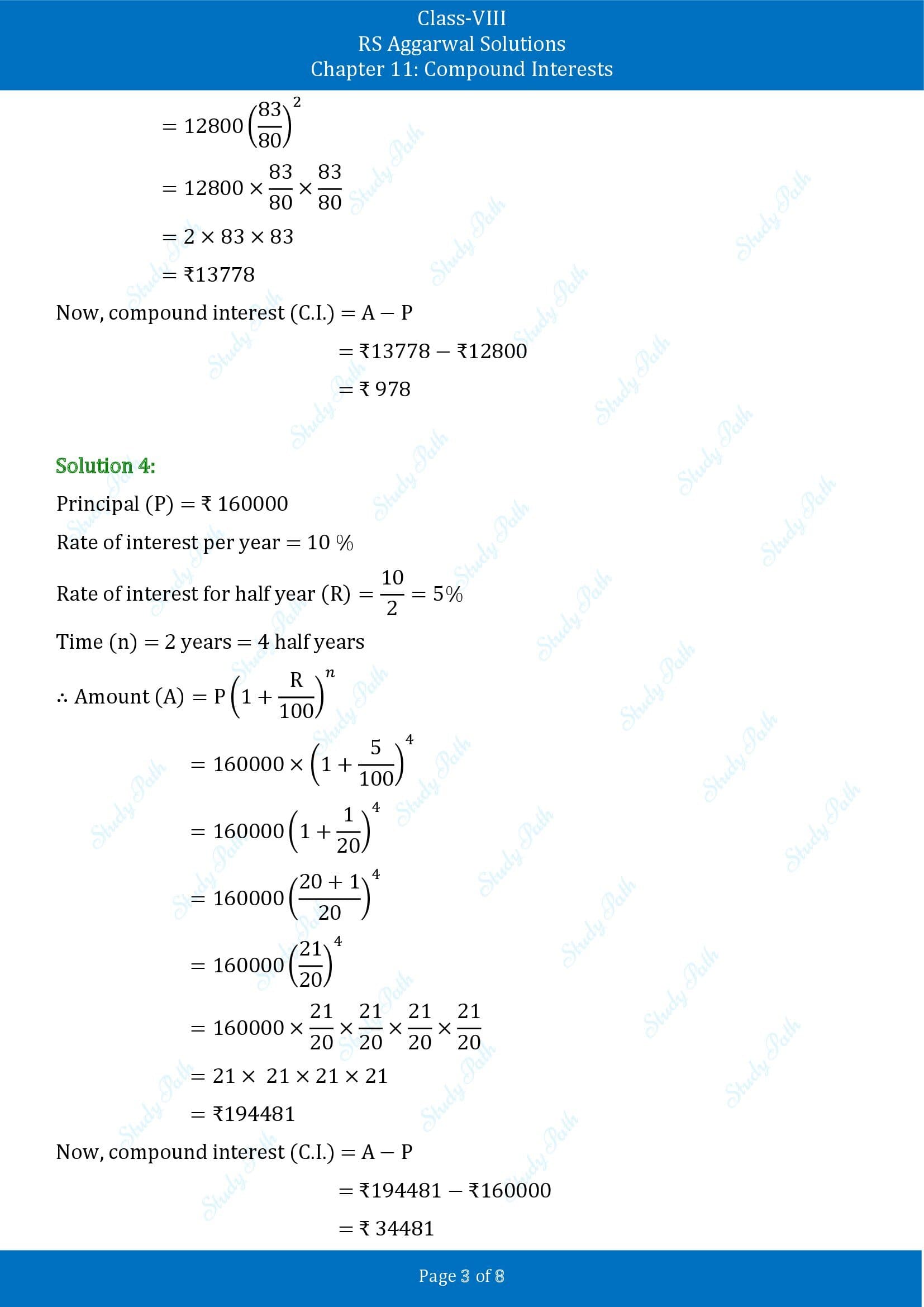 RS Aggarwal Solutions Class 8 Chapter 11 Compound Interests Exercise 11C 003