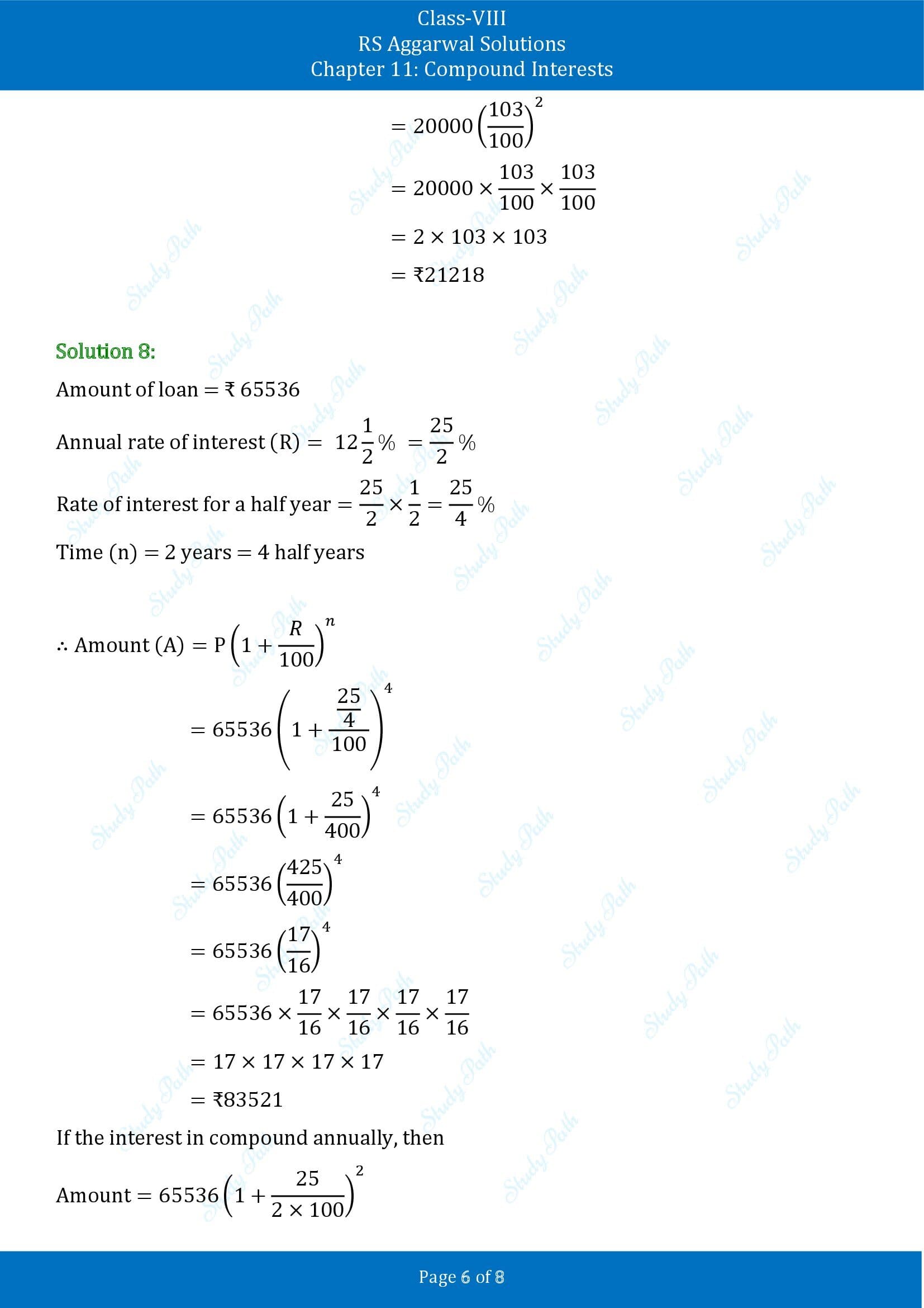 RS Aggarwal Solutions Class 8 Chapter 11 Compound Interests Exercise 11C 006