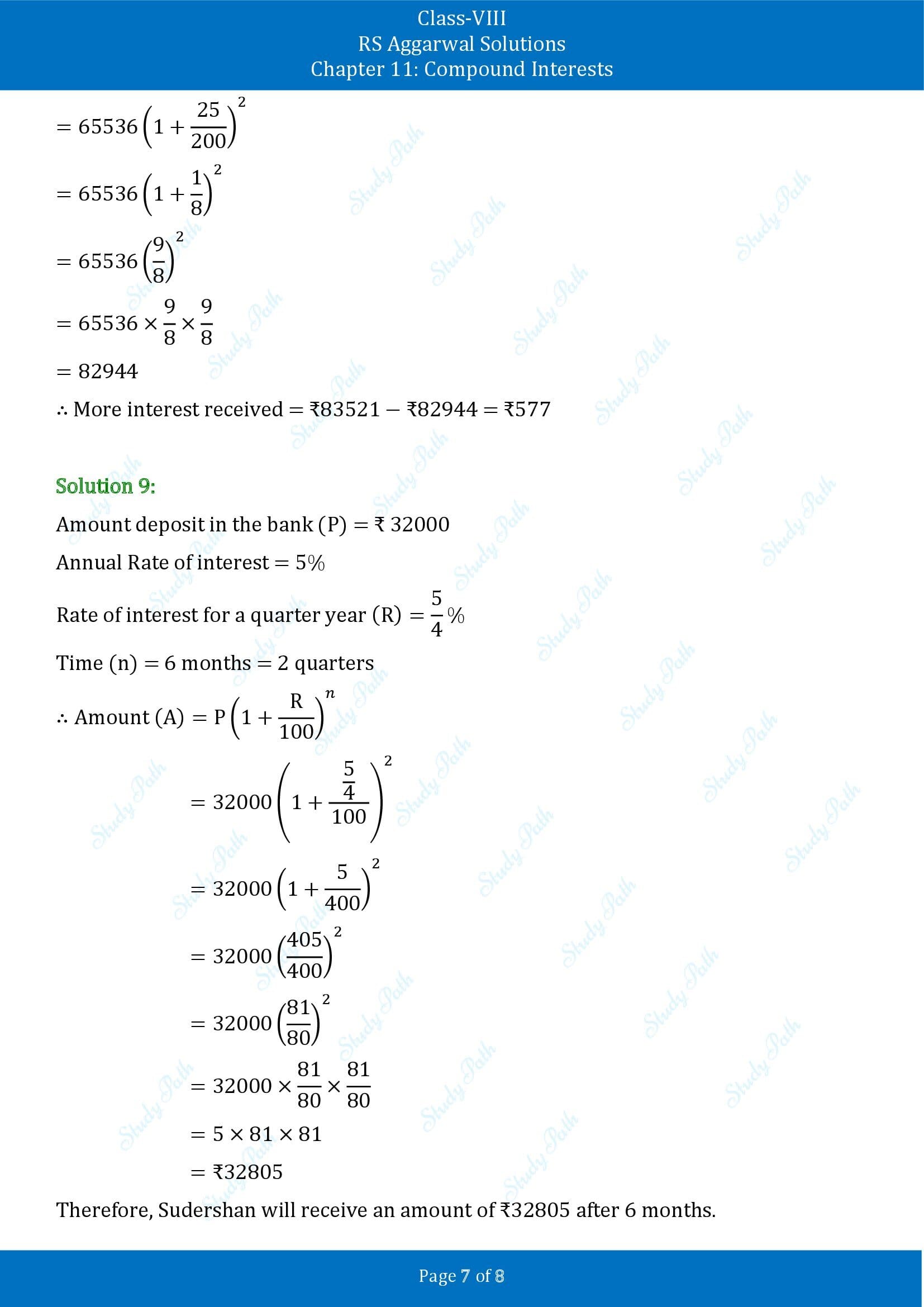 RS Aggarwal Solutions Class 8 Chapter 11 Compound Interests Exercise 11C 007