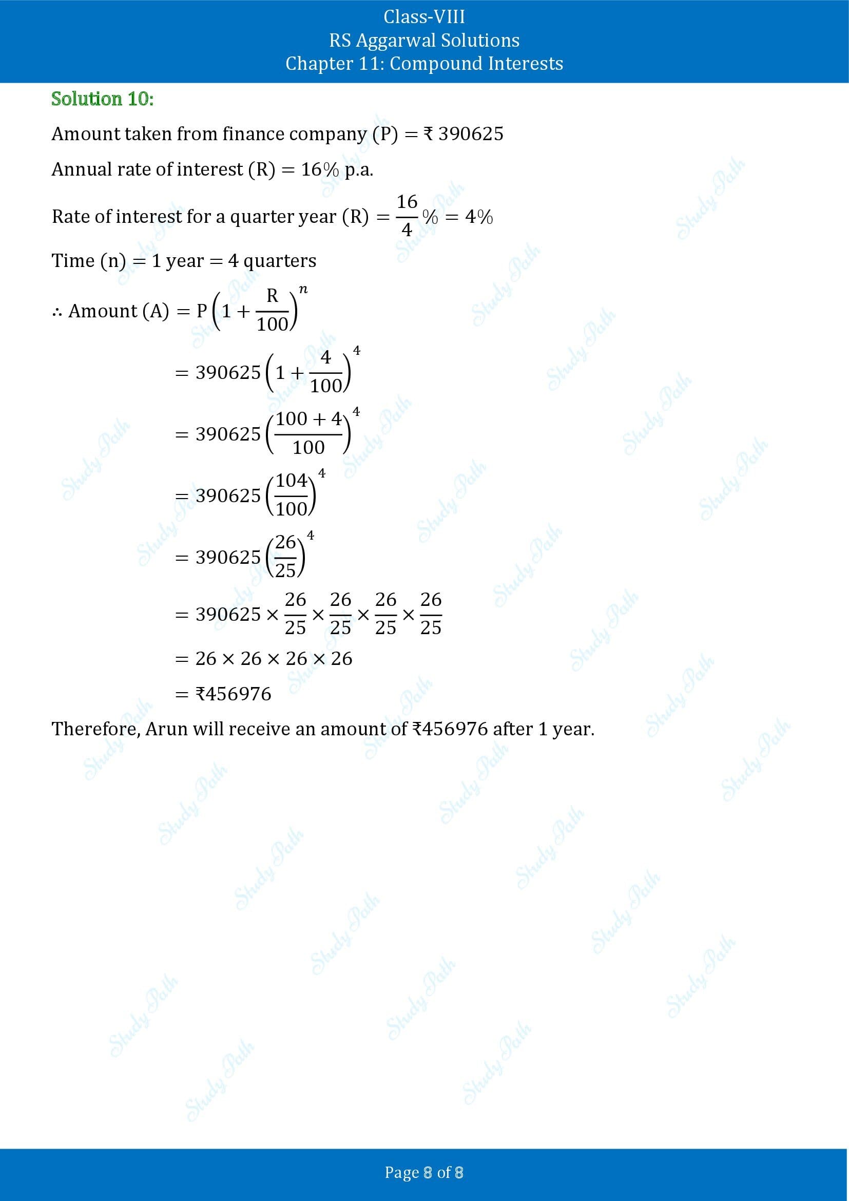 RS Aggarwal Solutions Class 8 Chapter 11 Compound Interests Exercise 11C 008
