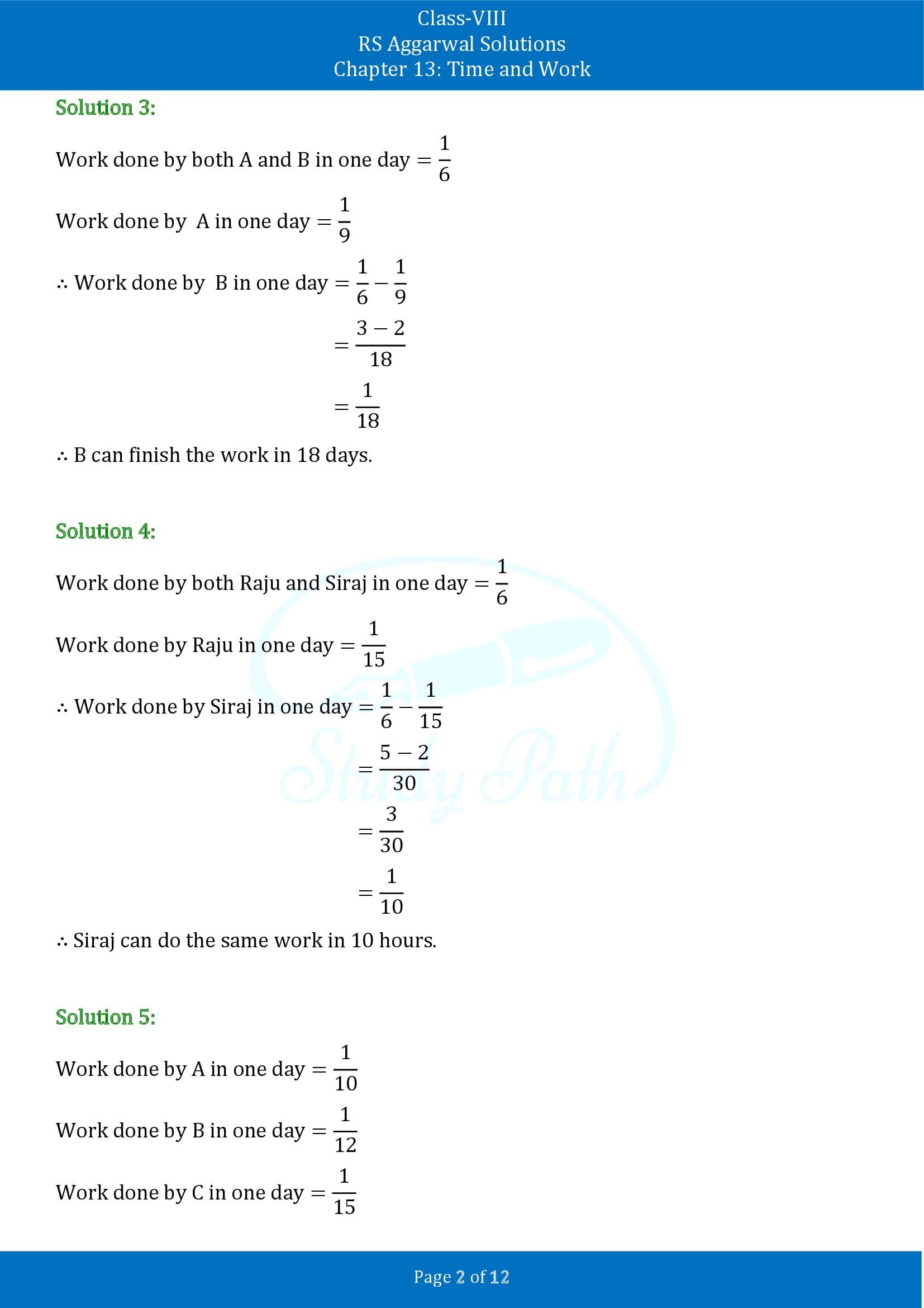 RS Aggarwal Solutions Class 8 Chapter 13 Time and Work Exercise 13A 00002