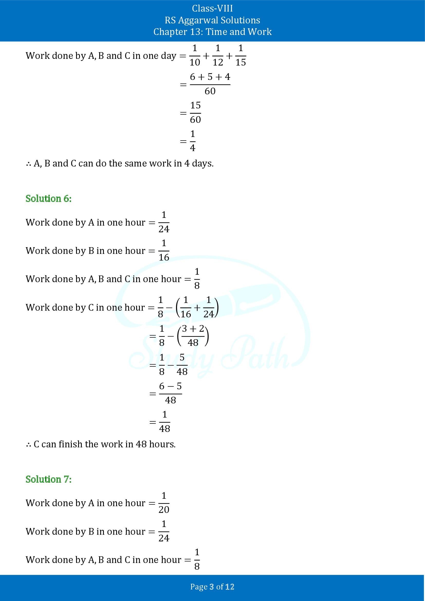 RS Aggarwal Solutions Class 8 Chapter 13 Time and Work Exercise 13A 00003