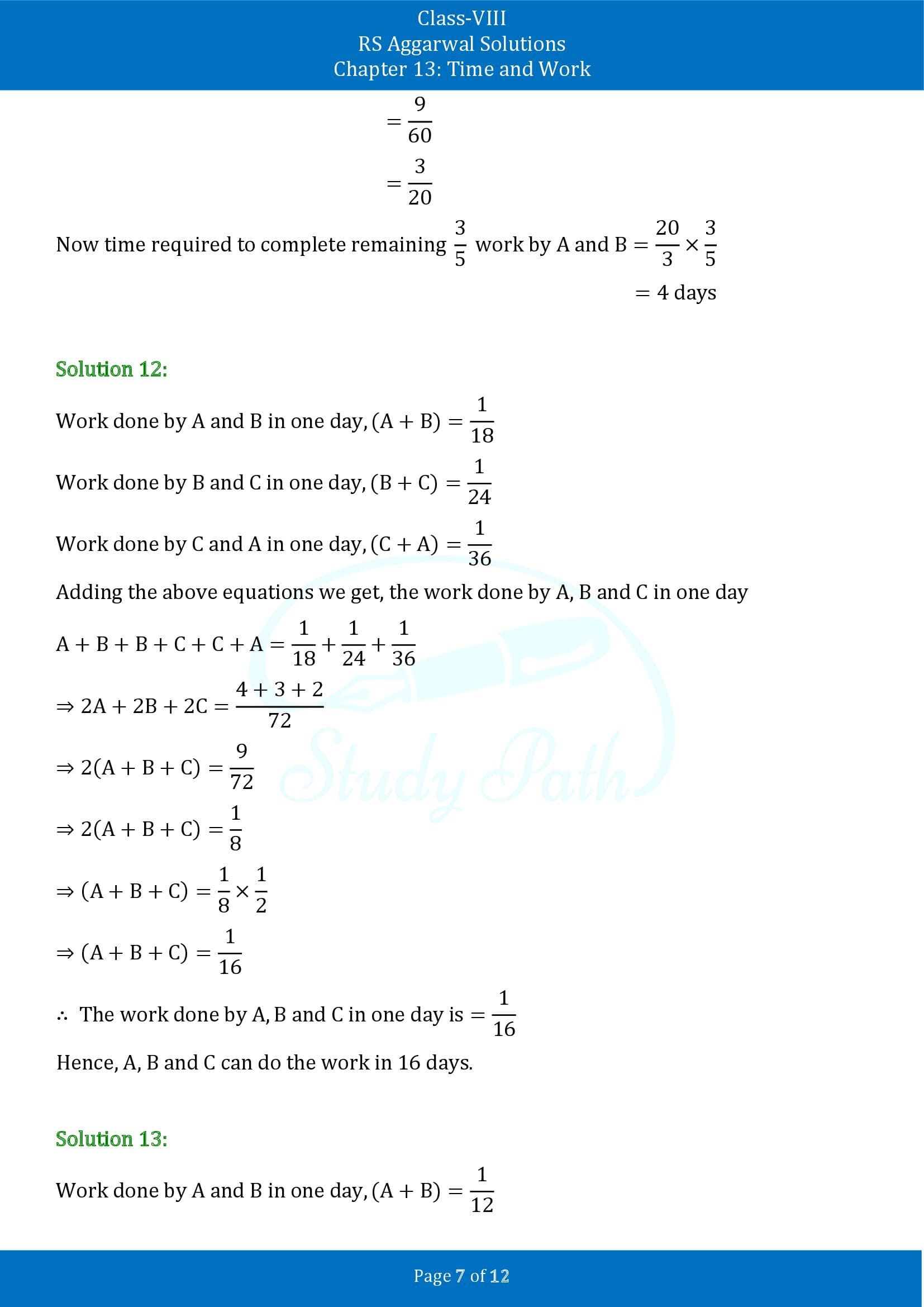RS Aggarwal Solutions Class 8 Chapter 13 Time and Work Exercise 13A 00007