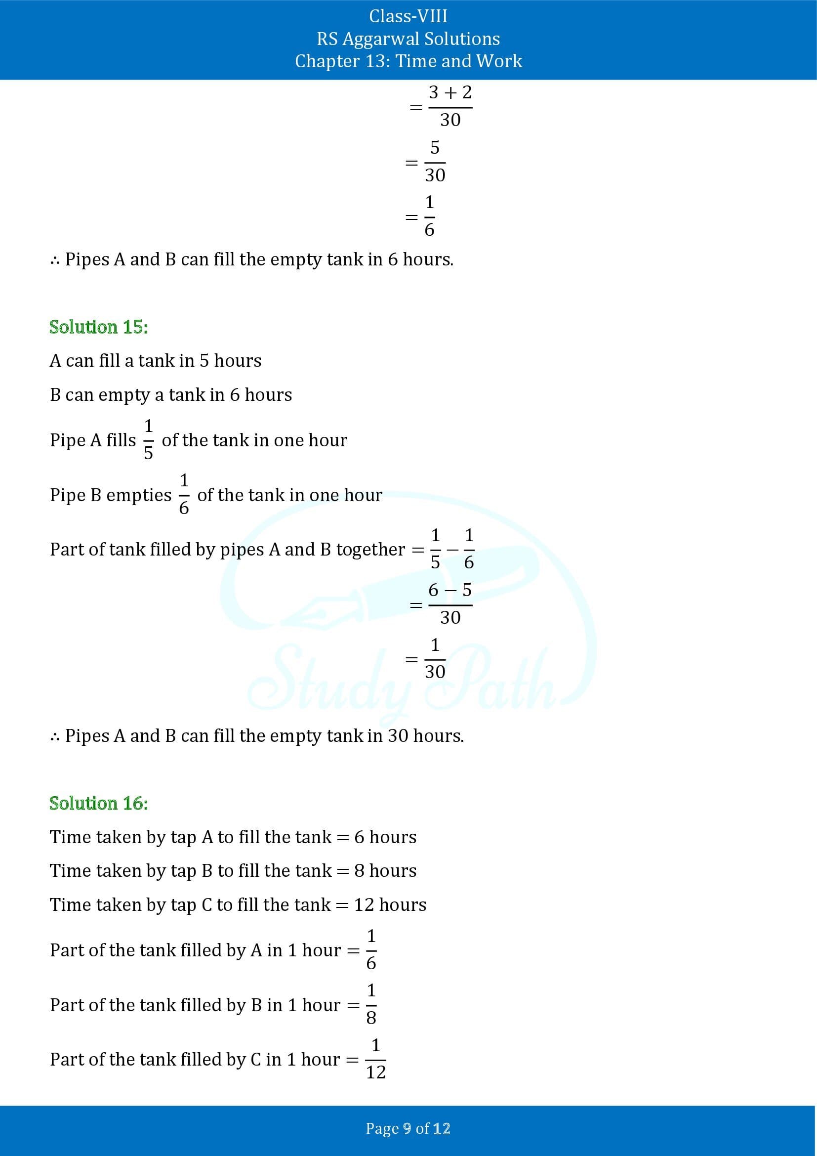 RS Aggarwal Solutions Class 8 Chapter 13 Time and Work Exercise 13A 00009