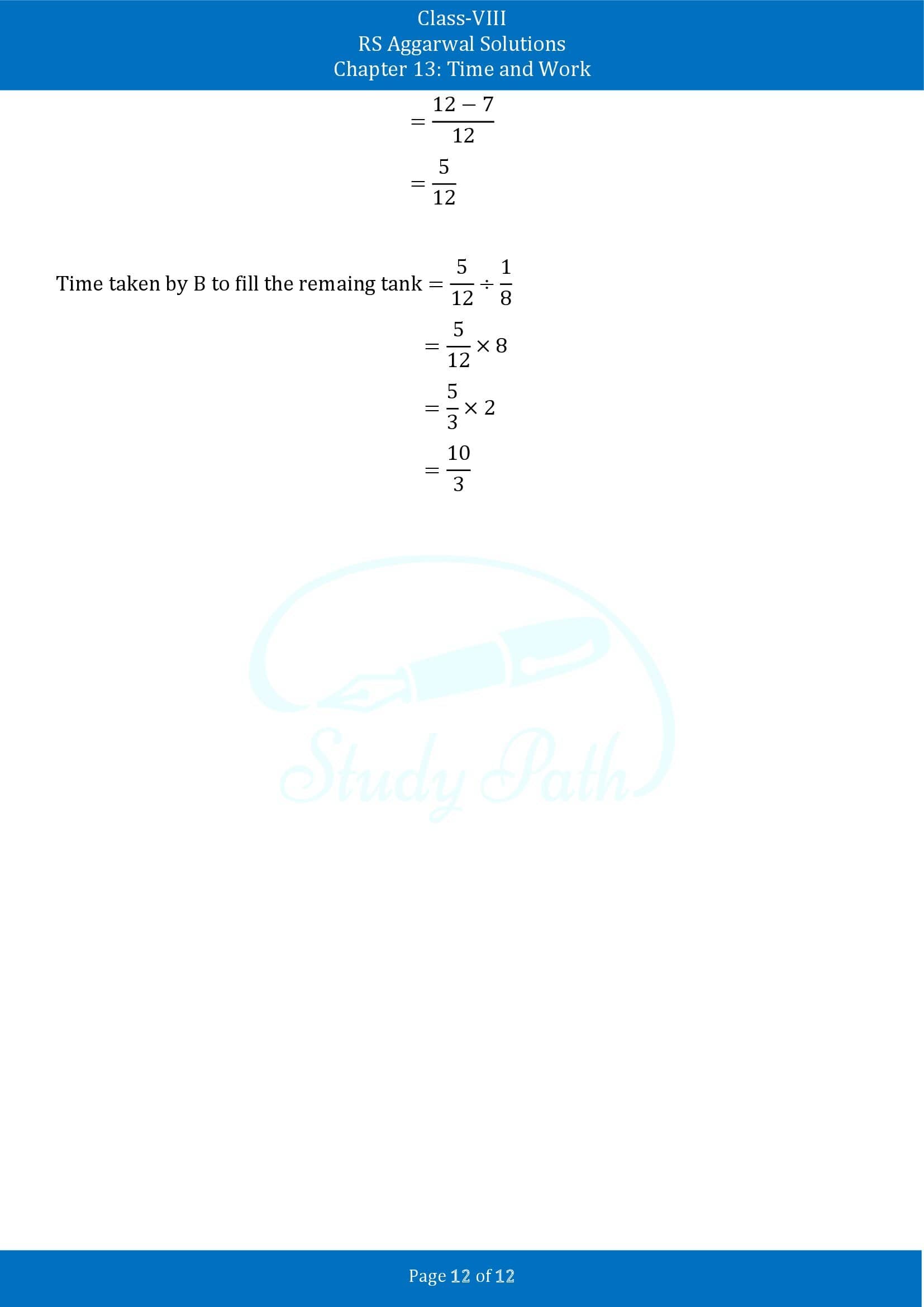 RS Aggarwal Solutions Class 8 Chapter 13 Time and Work Exercise 13A 00012