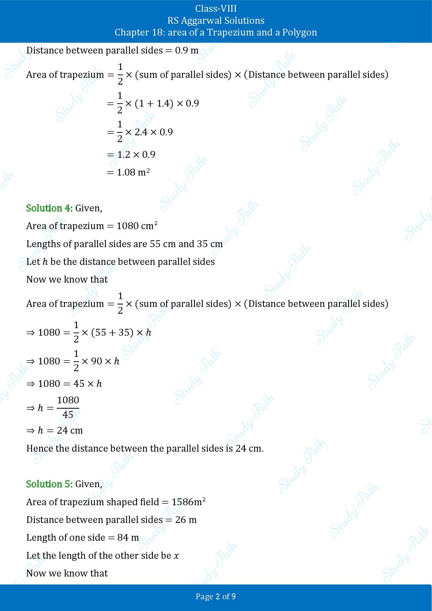 RS Aggarwal Solutions Class 8 Chapter 18 Area of a Trapezium and a Polygon Exercise 18A 00002