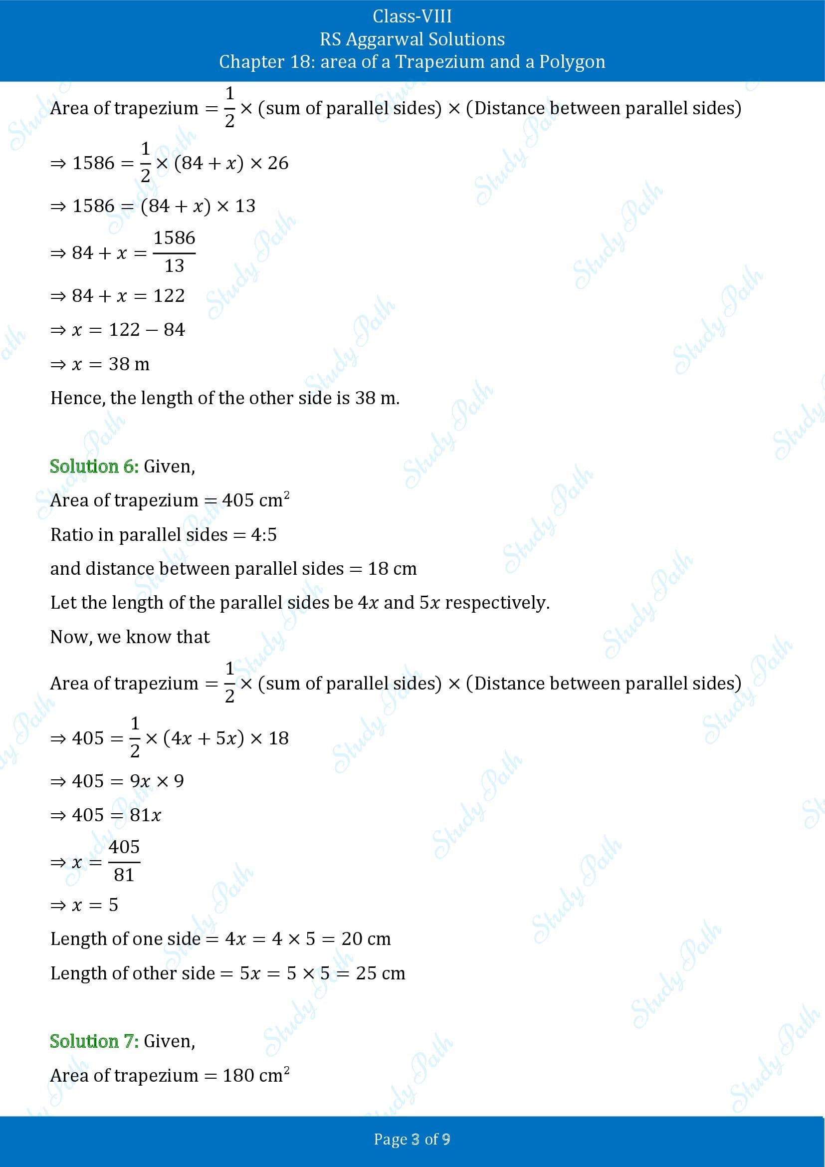 RS Aggarwal Solutions Class 8 Chapter 18 Area of a Trapezium and a Polygon Exercise 18A 00003