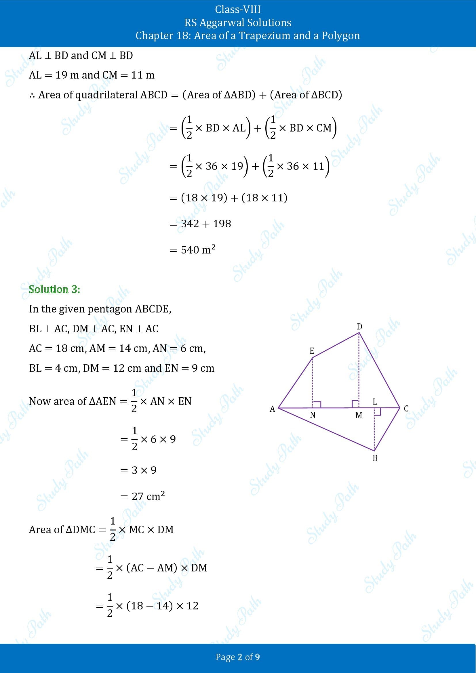 RS Aggarwal Solutions Class 8 Chapter 18 Area of a Trapezium and a Polygon Exercise 18B 00002