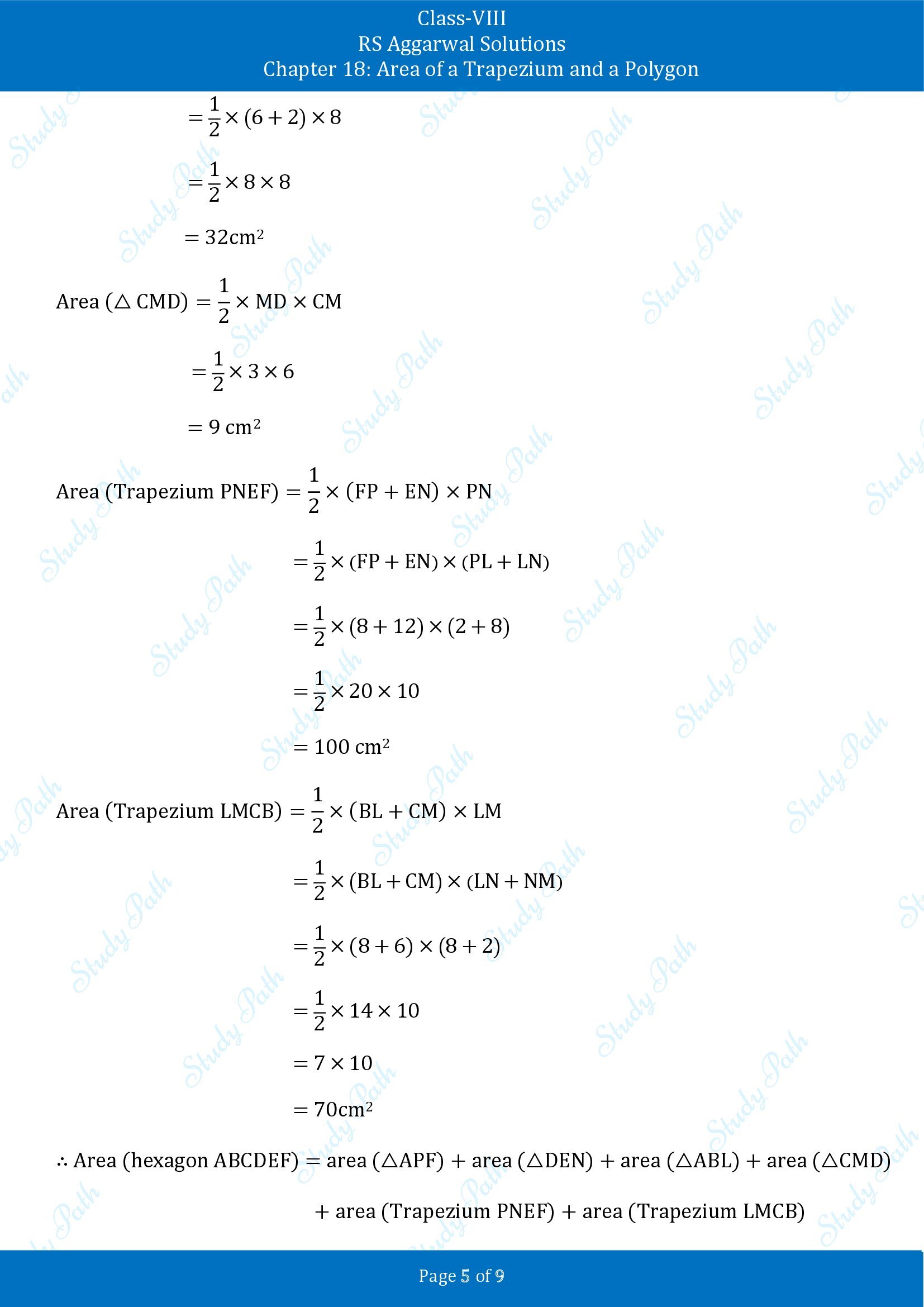RS Aggarwal Solutions Class 8 Chapter 18 Area of a Trapezium and a Polygon Exercise 18B 00005