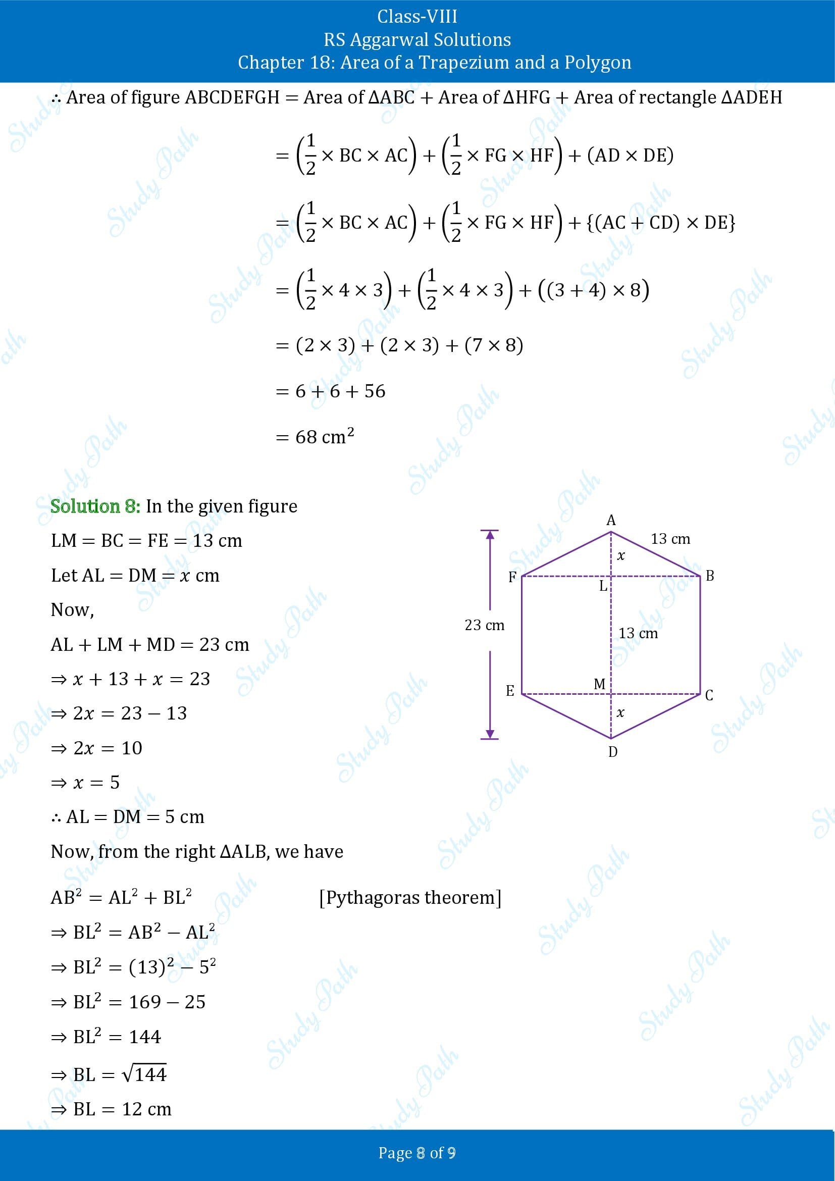 RS Aggarwal Solutions Class 8 Chapter 18 Area of a Trapezium and a Polygon Exercise 18B 00008