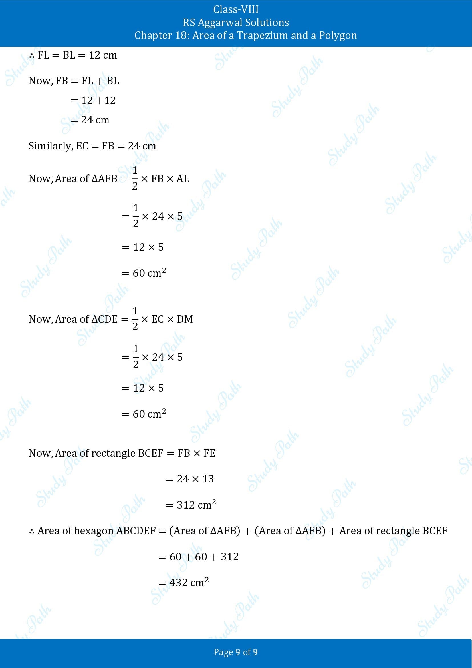 RS Aggarwal Solutions Class 8 Chapter 18 Area of a Trapezium and a Polygon Exercise 18B 00009