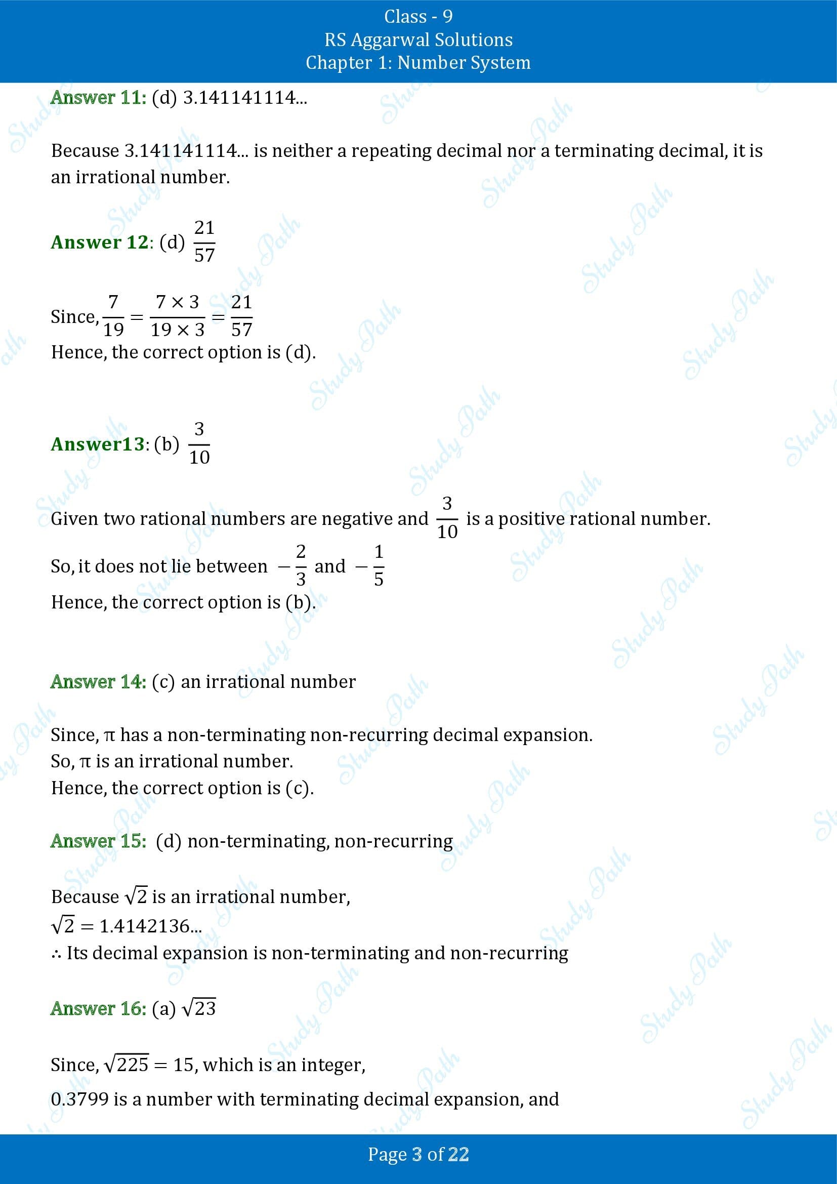 RS Aggarwal Solutions Class 9 Chapter 1 Number System Multiple Choice Questions MCQs 00003