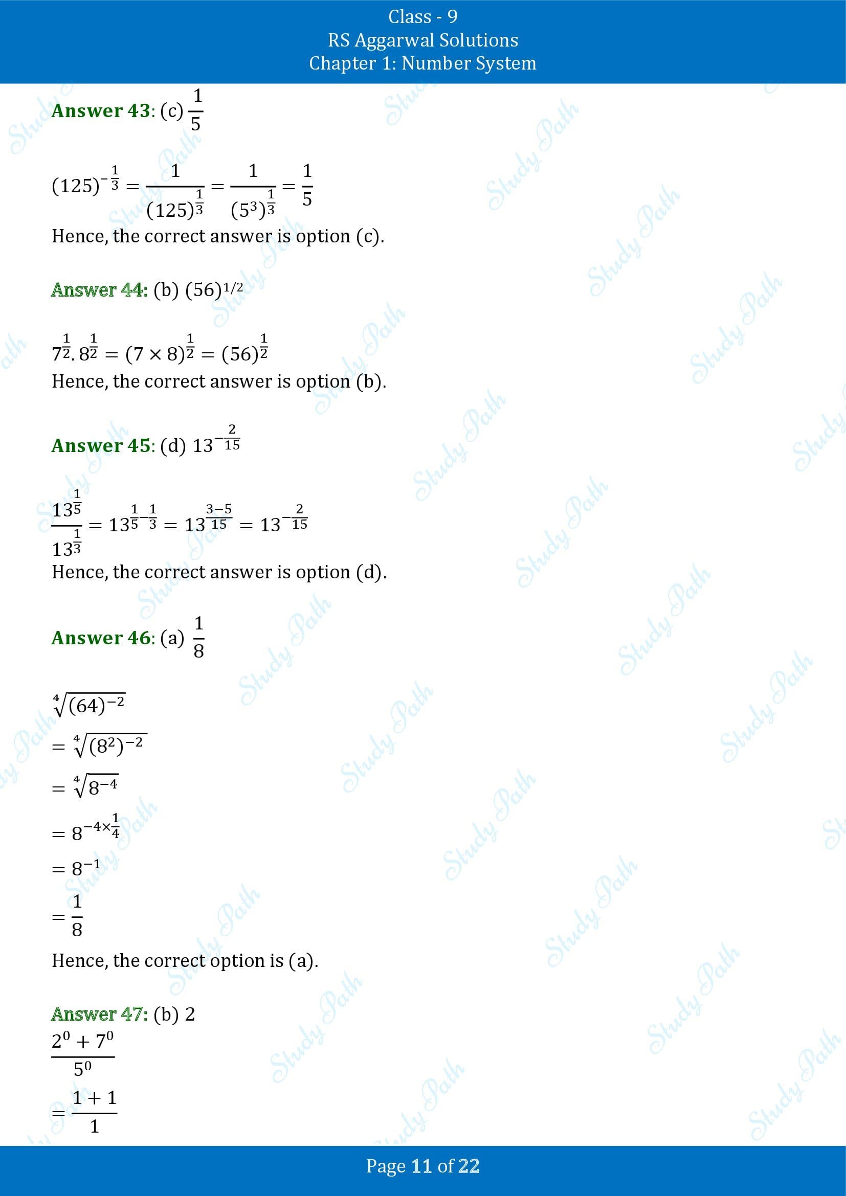 RS Aggarwal Solutions Class 9 Chapter 1 Number System Multiple Choice Questions MCQs 00011