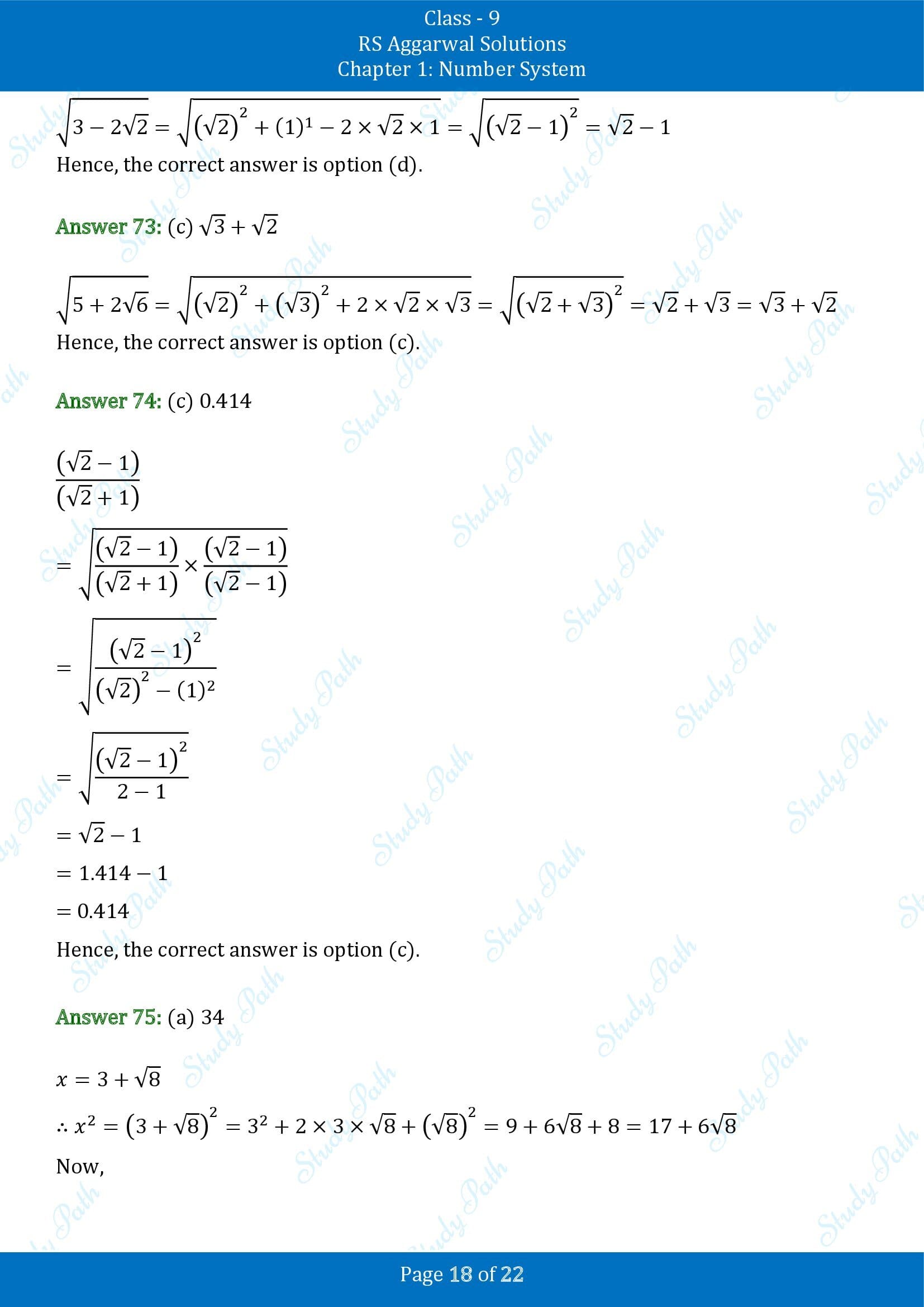 RS Aggarwal Solutions Class 9 Chapter 1 Number System Multiple Choice Questions MCQs 00018
