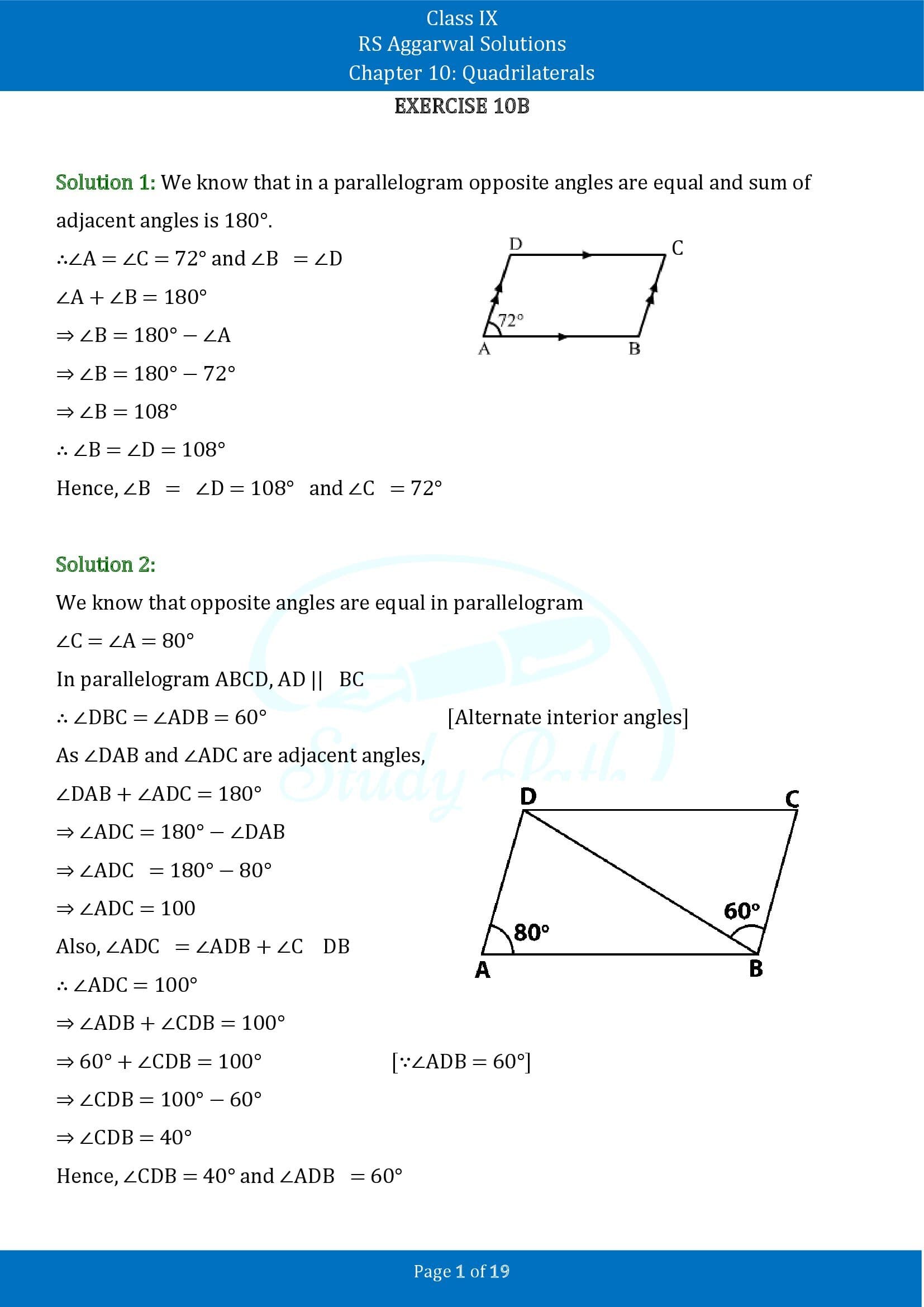 RS Aggarwal Solutions Class 9 Chapter 10 Quadrilaterals Exercise 10B 00001