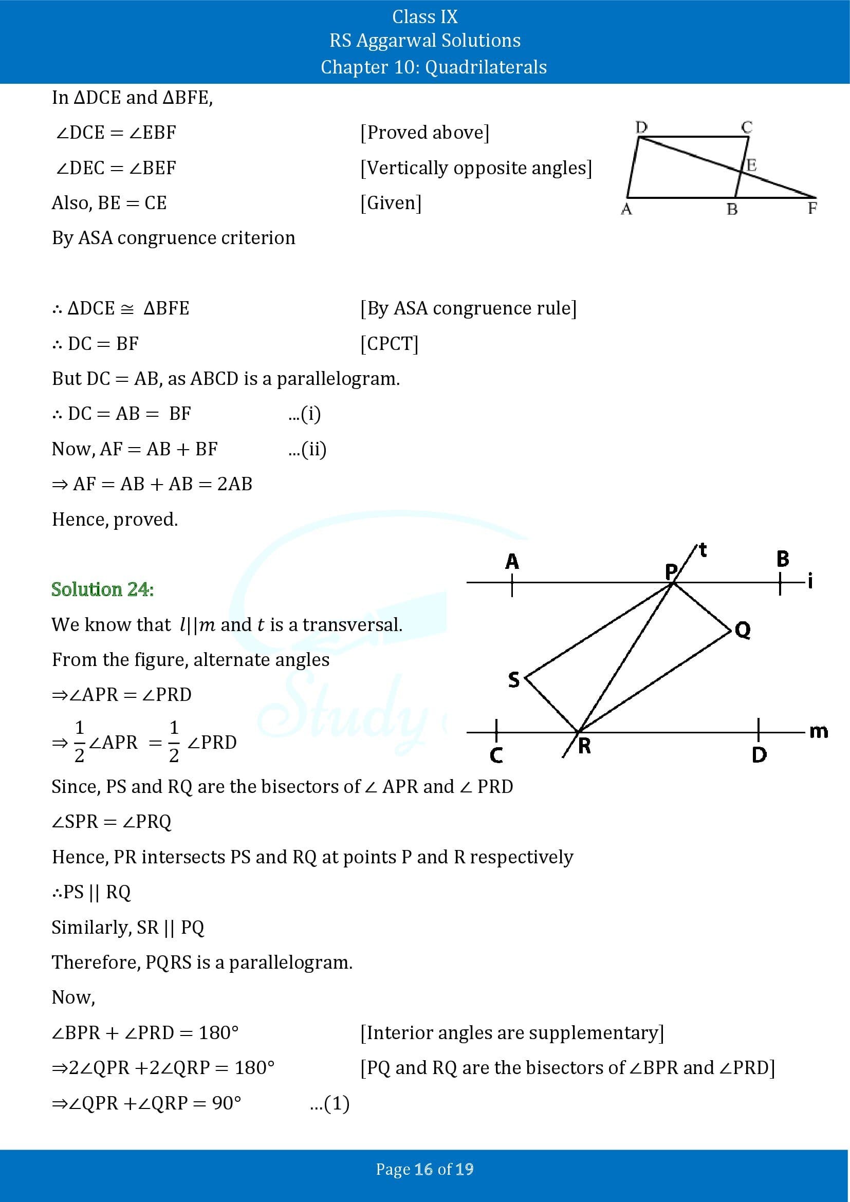 RS Aggarwal Solutions Class 9 Chapter 10 Quadrilaterals Exercise 10B 00016