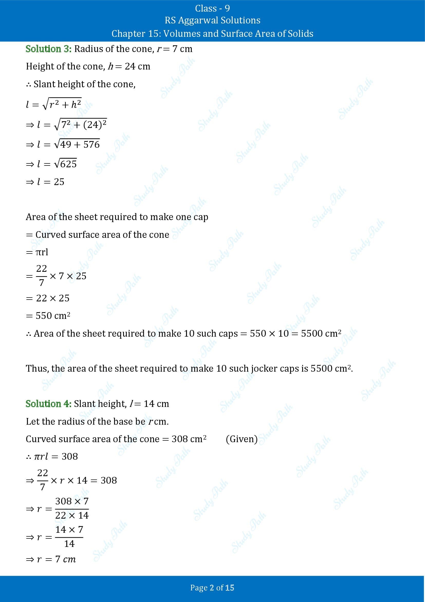 RS Aggarwal Solutions Class 9 Chapter 15 Volumes and Surface Area of Solids Exercise 15C 00002