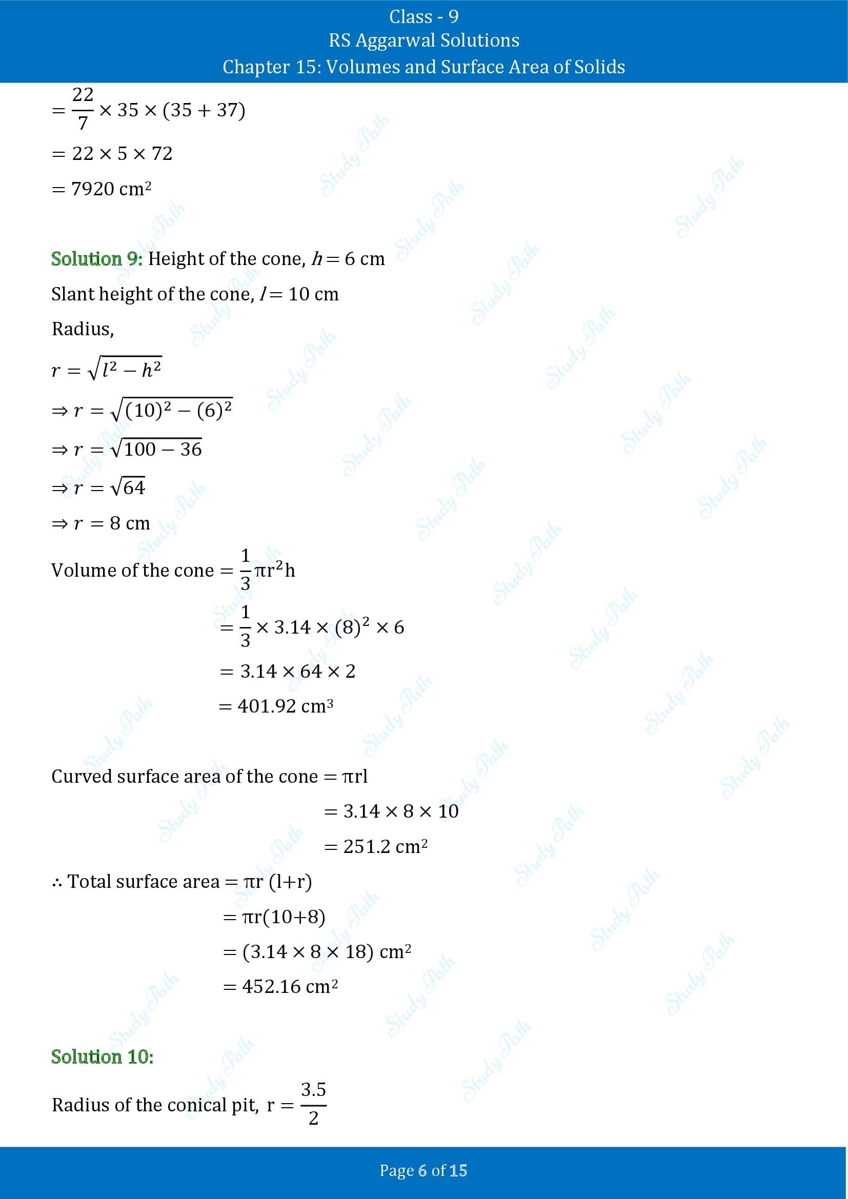 RS Aggarwal Solutions Class 9 Chapter 15 Volumes and Surface Area of Solids Exercise 15C 00006