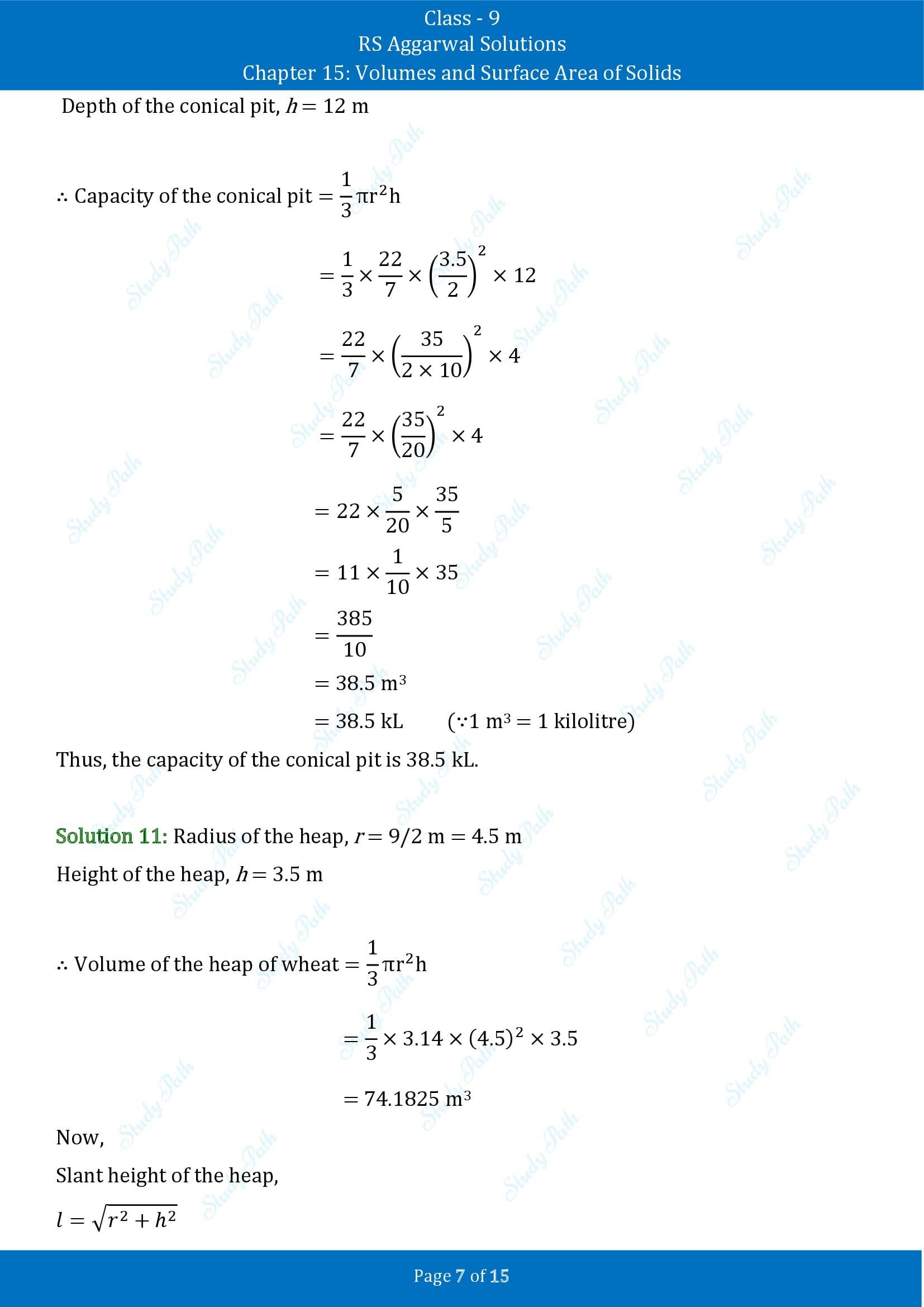 RS Aggarwal Solutions Class 9 Chapter 15 Volumes and Surface Area of Solids Exercise 15C 00007