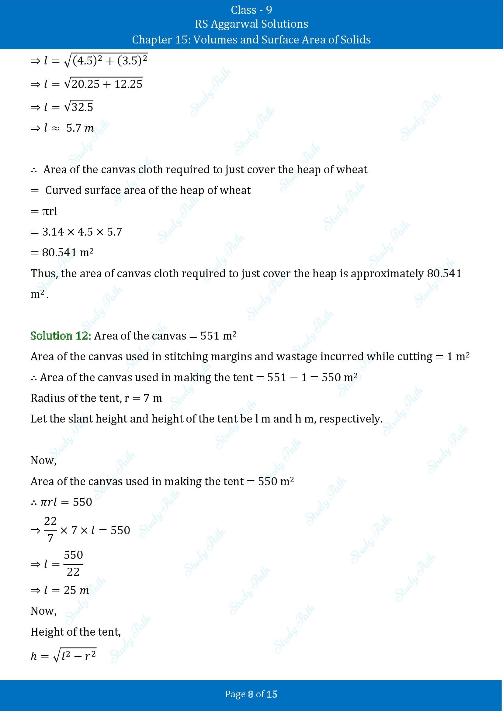 RS Aggarwal Solutions Class 9 Chapter 15 Volumes and Surface Area of Solids Exercise 15C 00008