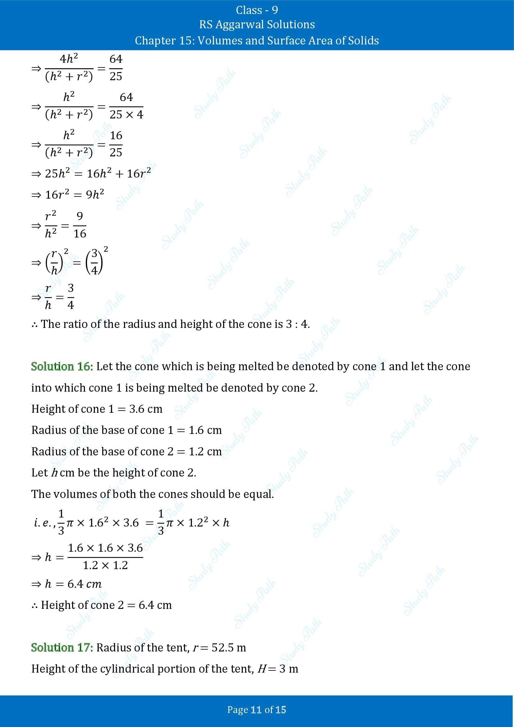 RS Aggarwal Solutions Class 9 Chapter 15 Volumes and Surface Area of Solids Exercise 15C 00011