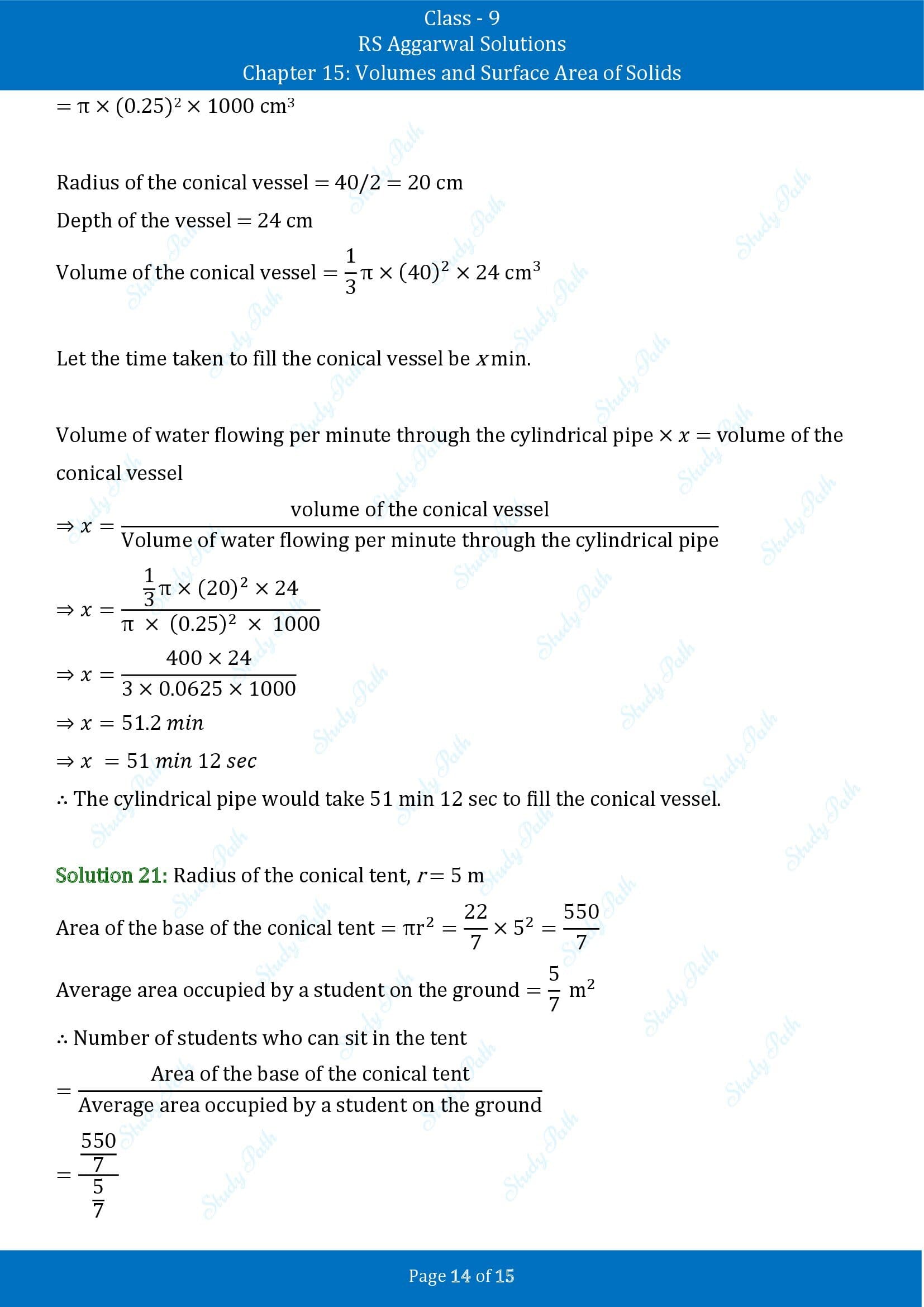 RS Aggarwal Solutions Class 9 Chapter 15 Volumes and Surface Area of Solids Exercise 15C 00014